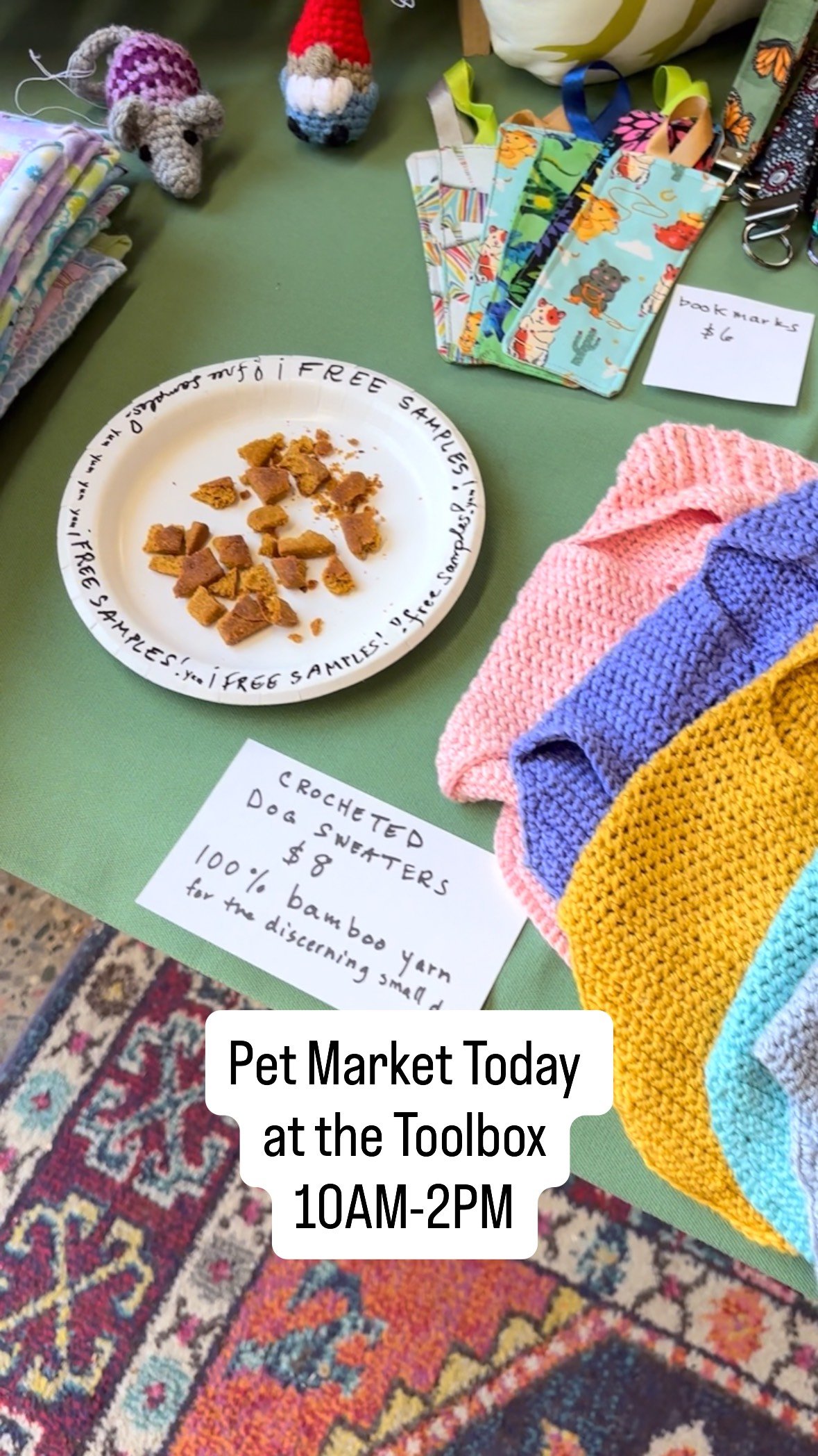 Pet Market today at the Toolbox! Custom pet tags, portraits, treats, accessories, adoptable pups and more!! Come spoil your pet today!!
OPEN 10am-2pm