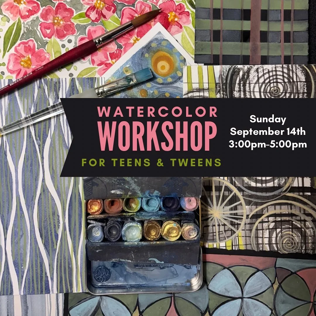 Still time to register your teen or tween for this watercolor workshop!
Join Longfellow artist and Educator Meg Erke for this 2 hour all things water-based media workshop. Build your artistic confidence through approachable prompts that help you ov
