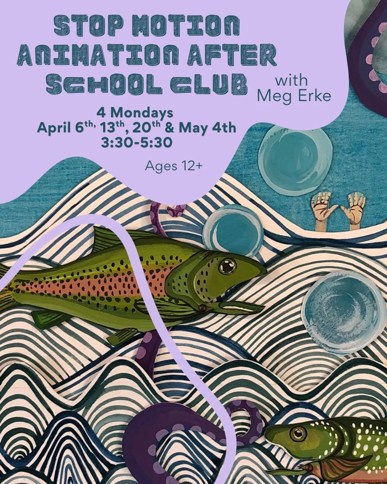 Starts next week!! Ages 12+. What a great after school activity! Middle schoolers from Sanford can walk from school straight to the Toolbox 🧰 have a snack and be ready to rock at Stop Motion with Meg. Visit her website for more info and to sign up: 