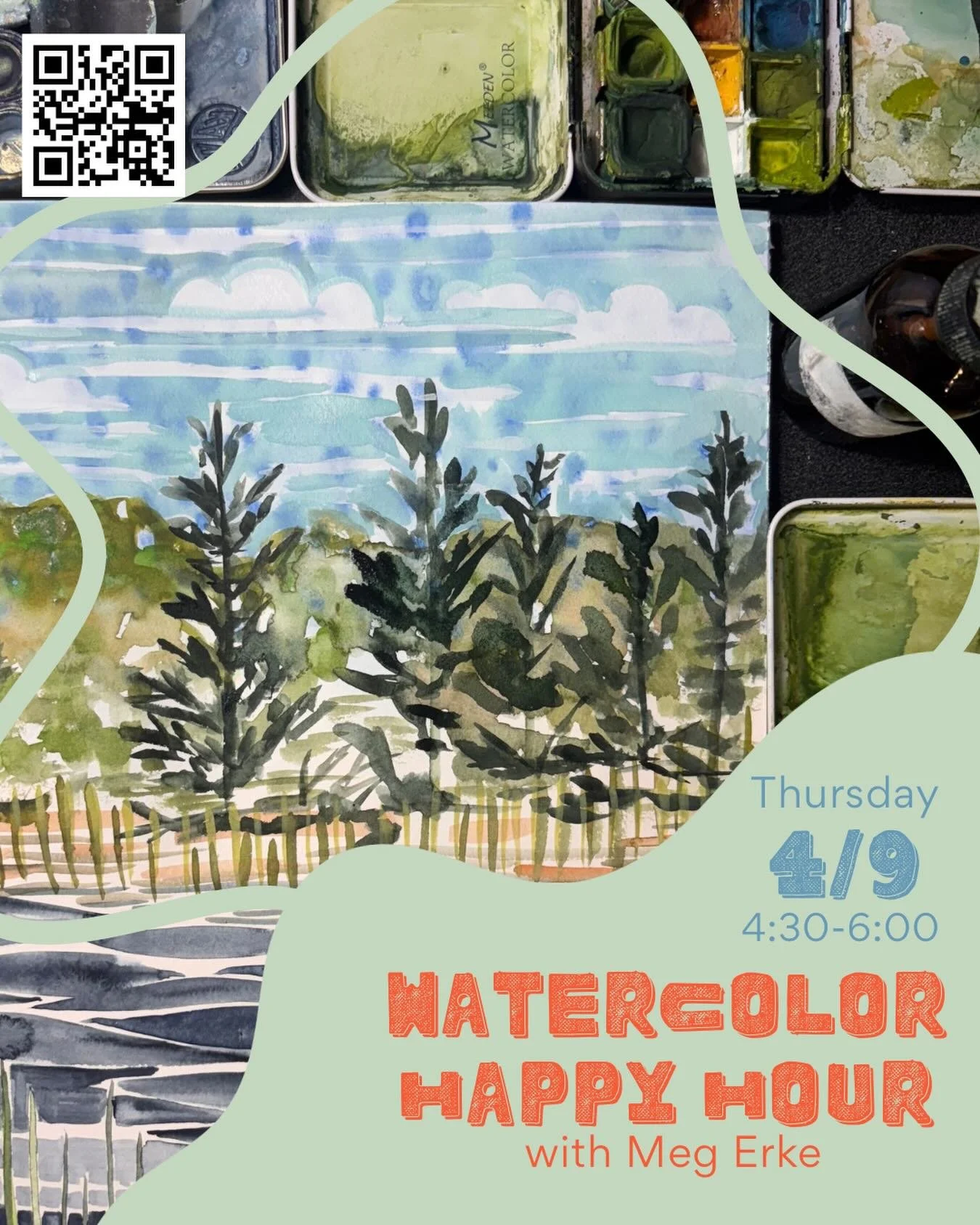 Watercolor Happy Hour! This Thursday. Honestly, I don&rsquo;t think you could tell me a better way to spend my Thursday after work. Sign up today! Happy Hour once a month, check out dates on Meg&rsquo;s Website www.megerke.com