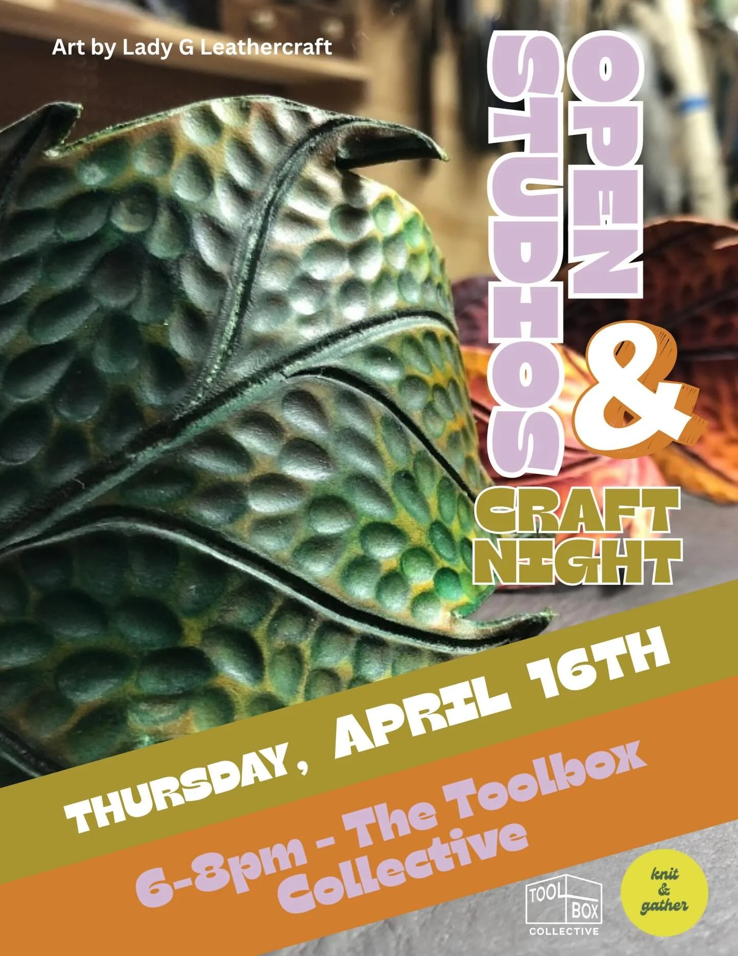 This Thursday! Third Thursdays mean Open Studios and Craft Night! This means you can shop and talk to the artists who work at the Toolbox or you can come and craft with is. Bring a project to work on and hang out in creative community! Hope to see yo
