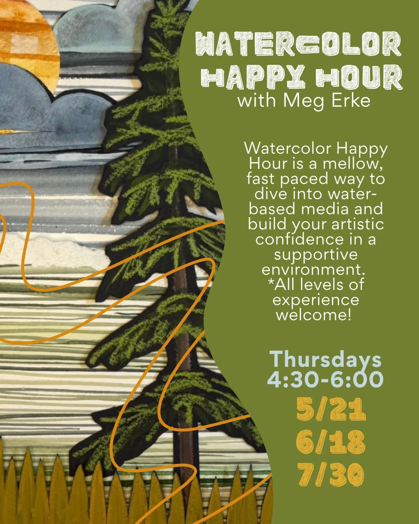 Watercolor Happy Hour! Seriously the best little break you didn&rsquo;t know you needed! Sign up with a friend or by yourself and get lost in the paint!