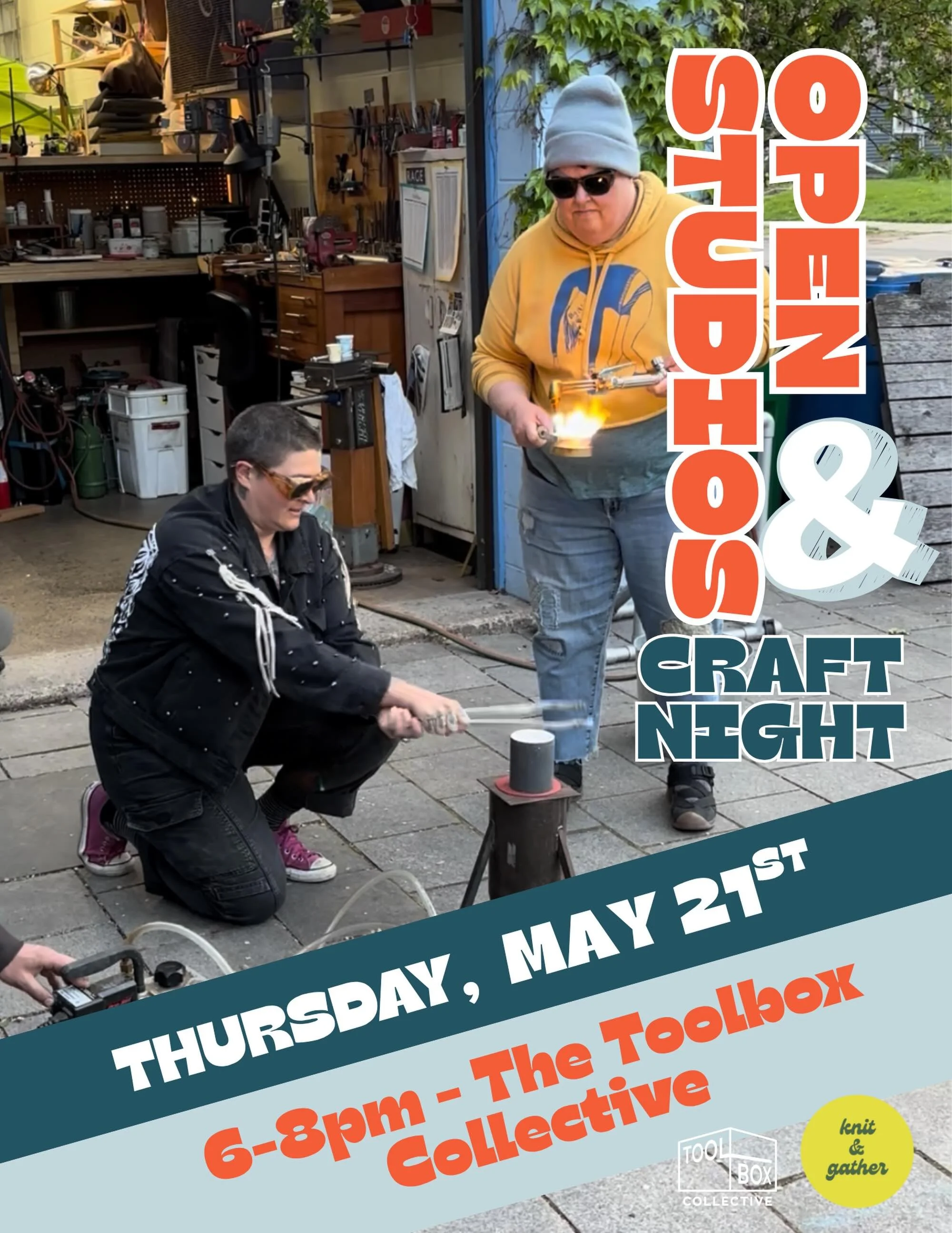 Third Thursdays
Open Studios at the Toolbox: see the Toolbox Artists&rsquo; studios, their process and buy their work! 

&amp; Craft Night with Knit and Gather: bring a project and make art in community.

Can&rsquo;t make it tomorrow? Next Open Studi
