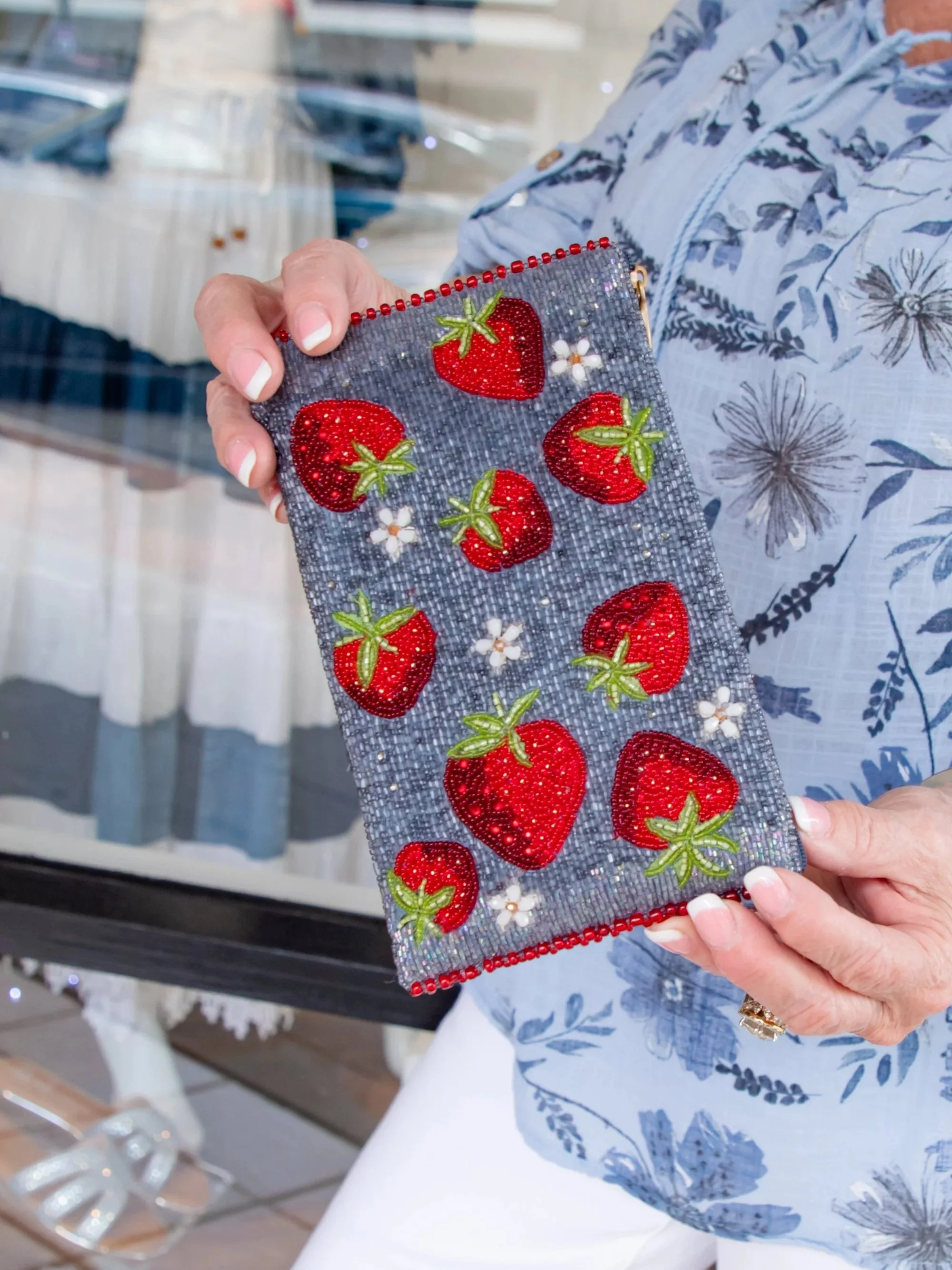 Mary Frances Strawberry Jam Crossbody Phone Bag