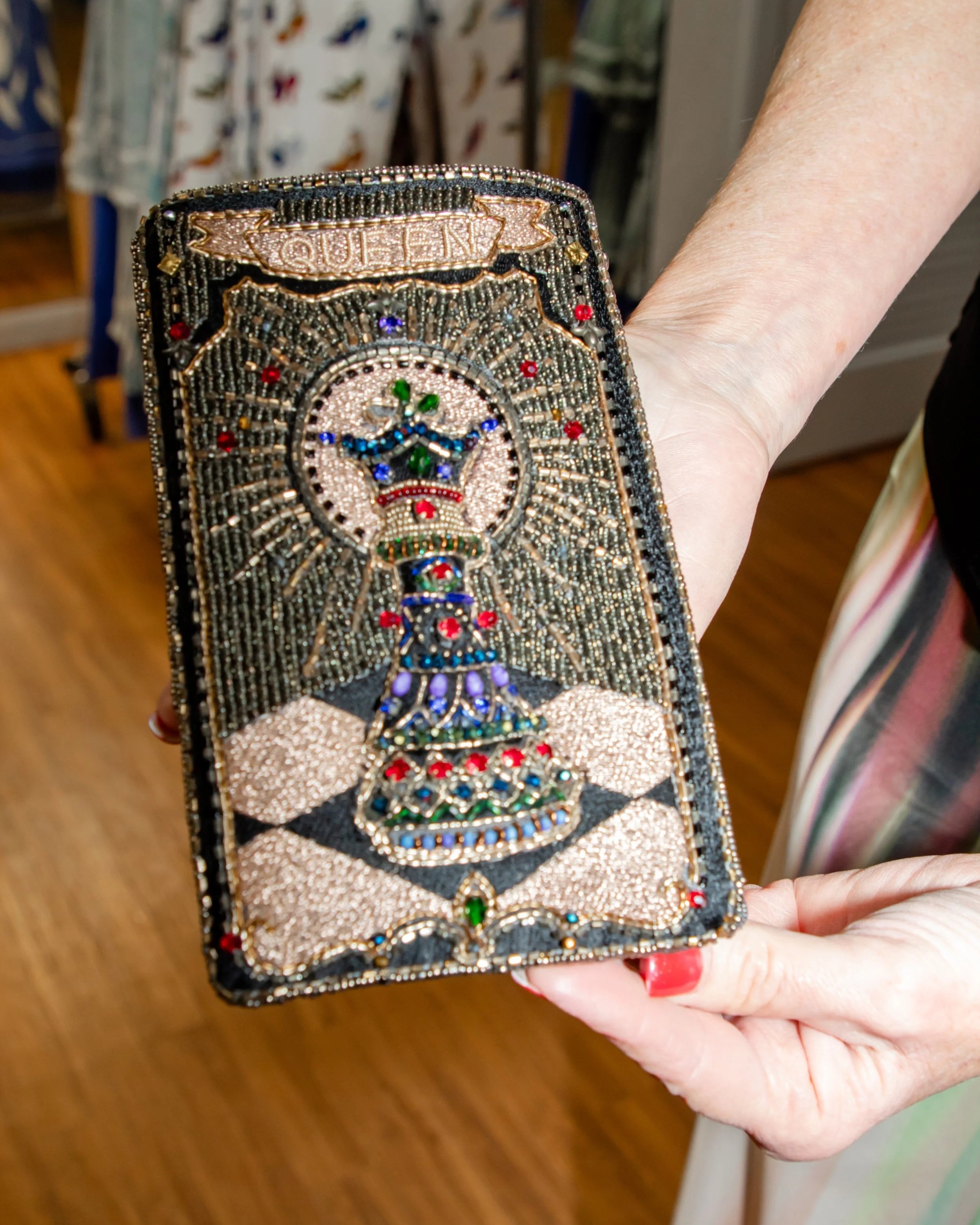 Mary Frances Your Move Beaded Crossbody Phone Bag