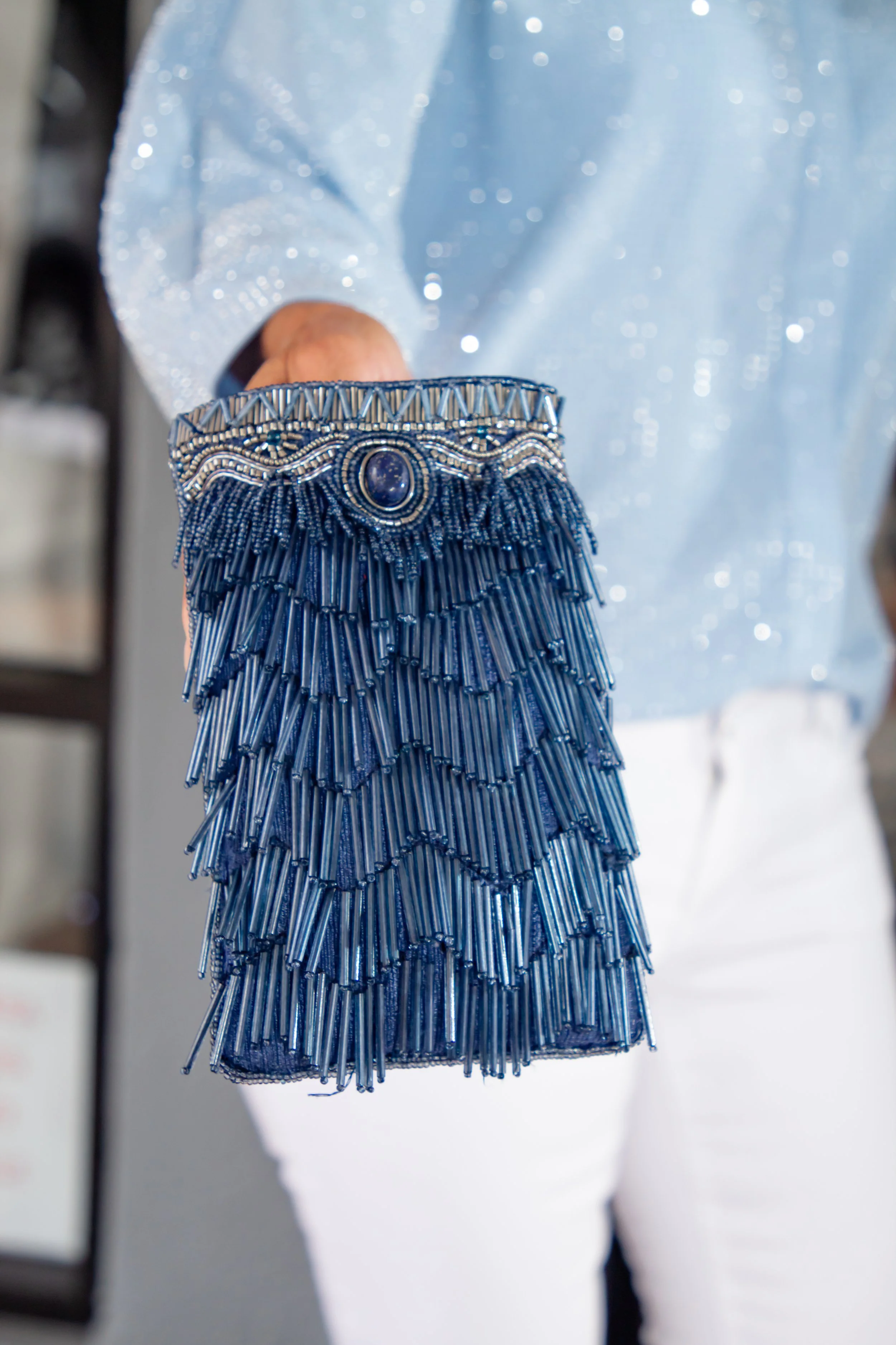 Mary Frances True Blue Crossbody Phone Bag