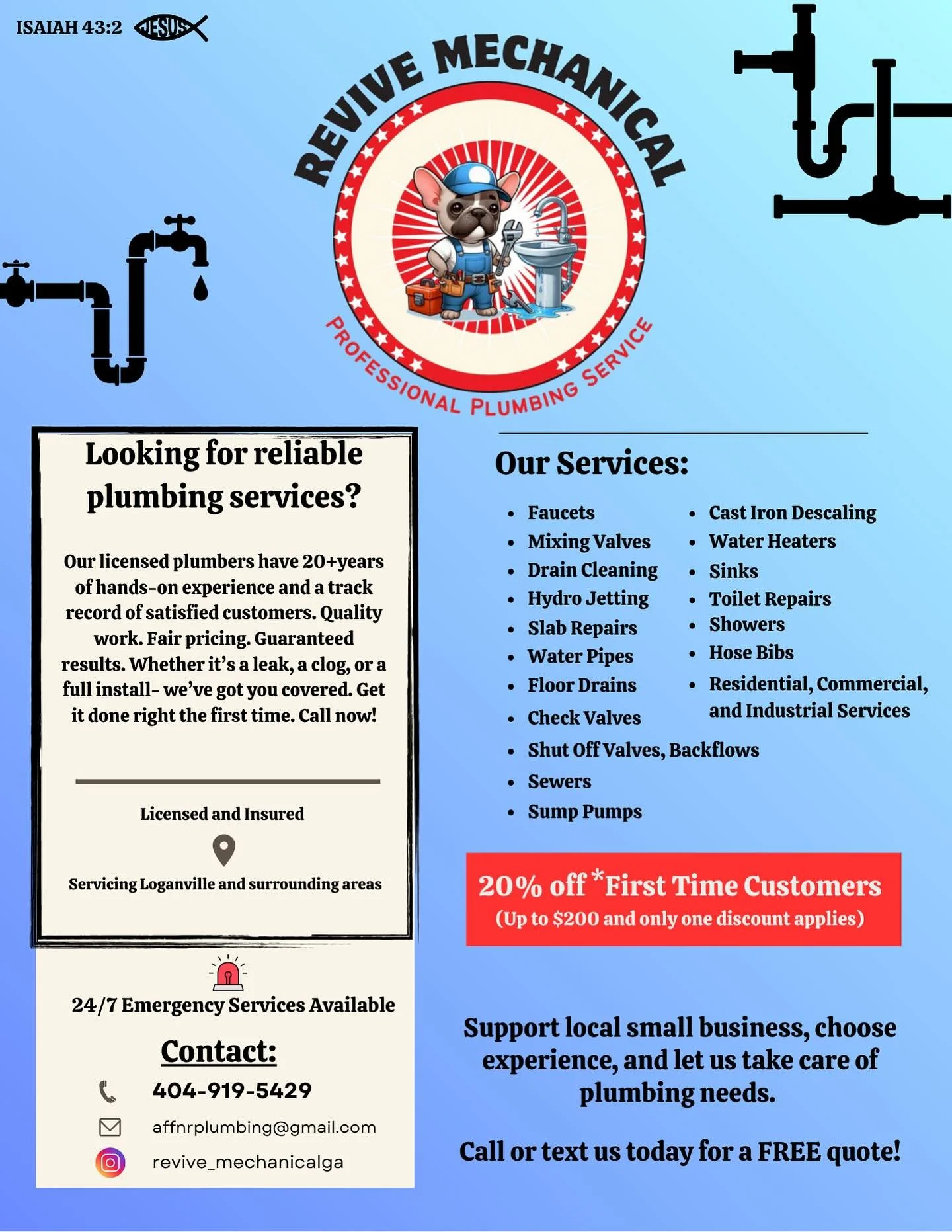 Call us for a FREE estimate!! We speak Spanish 😊

localplumbers #localplumbingservice #loganvilleplumbers #bestplumberintown #puertoricanowned #americanowned #supportlocalbusiness