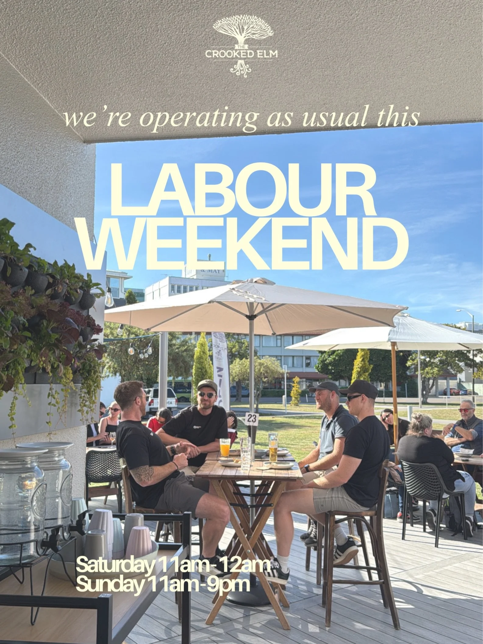 We&rsquo;re open as usual, so come and make the most of the long weekend on the deck. 

#labourweekend #wellington #huttvalley #lowerhutt #petone