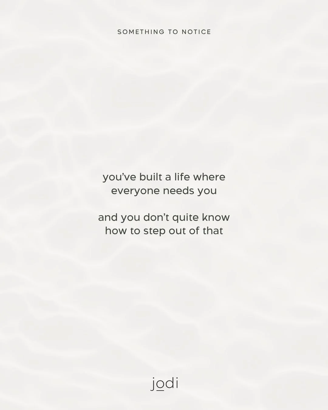 this can feel like a good thing on the surface

being the one everyone relies on
the one who holds it together
the one who gets it done

but somewhere along the way
it stopped being a choice

and started becoming who you are

so even when you&rsquo;r