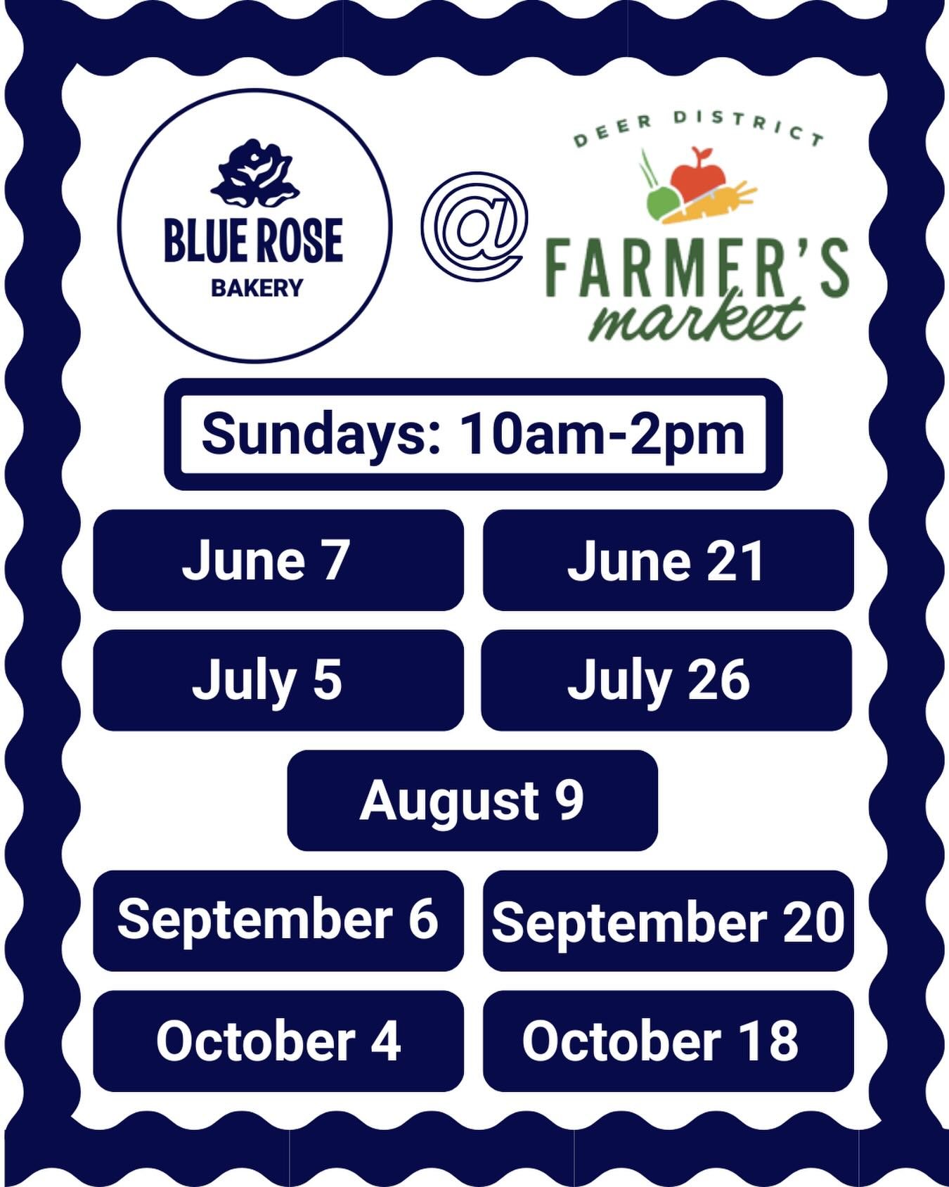 Stop by the Blue Rose booth at the Deer District market (@shopdeerdistrict ) this season for your favorite, cake pucks, cookies, flourless chocolate cakes, and muffins!!!🍪😋☀️ 

The first market of the season is only ONE MONTH AWAY! Can&rsquo;t wait