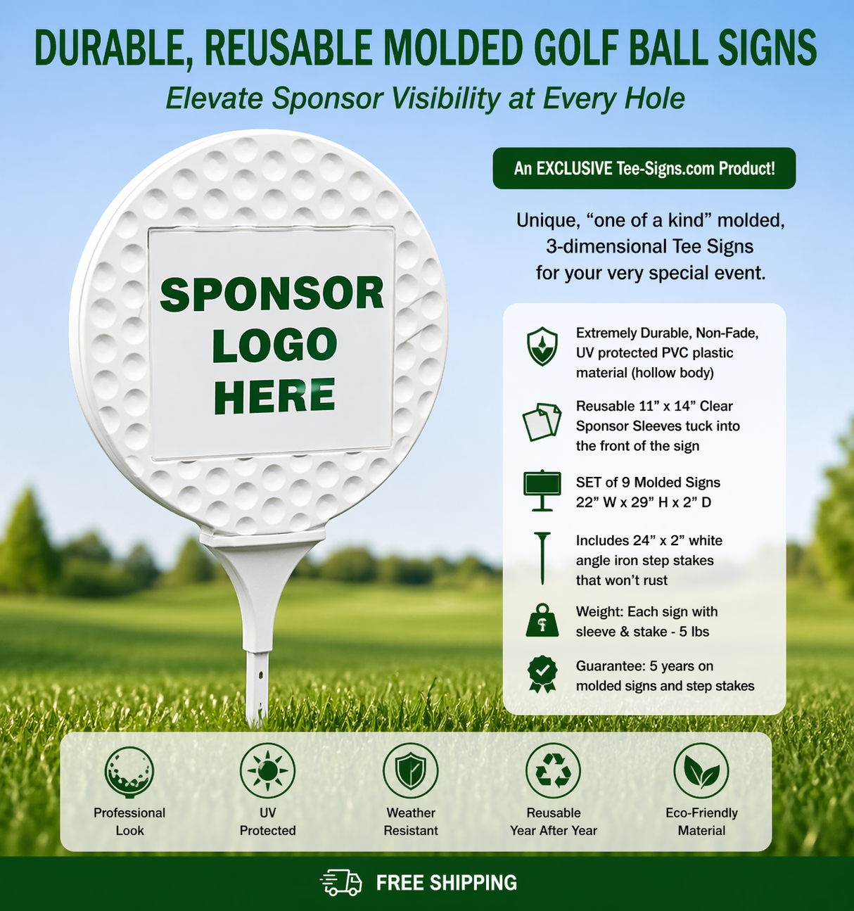 Molded Golf Ball Tee Signs