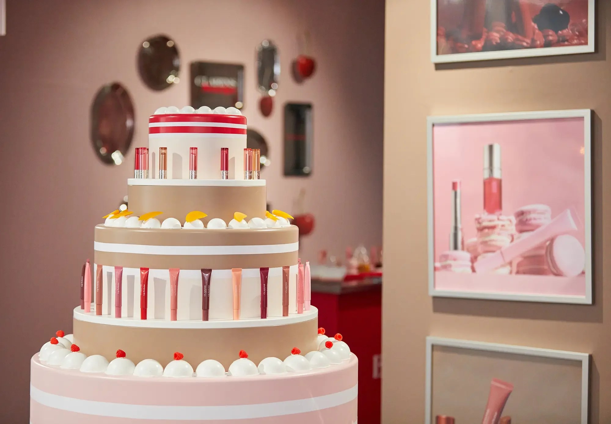 Clarins, Visual Merchandising, Cake Prop