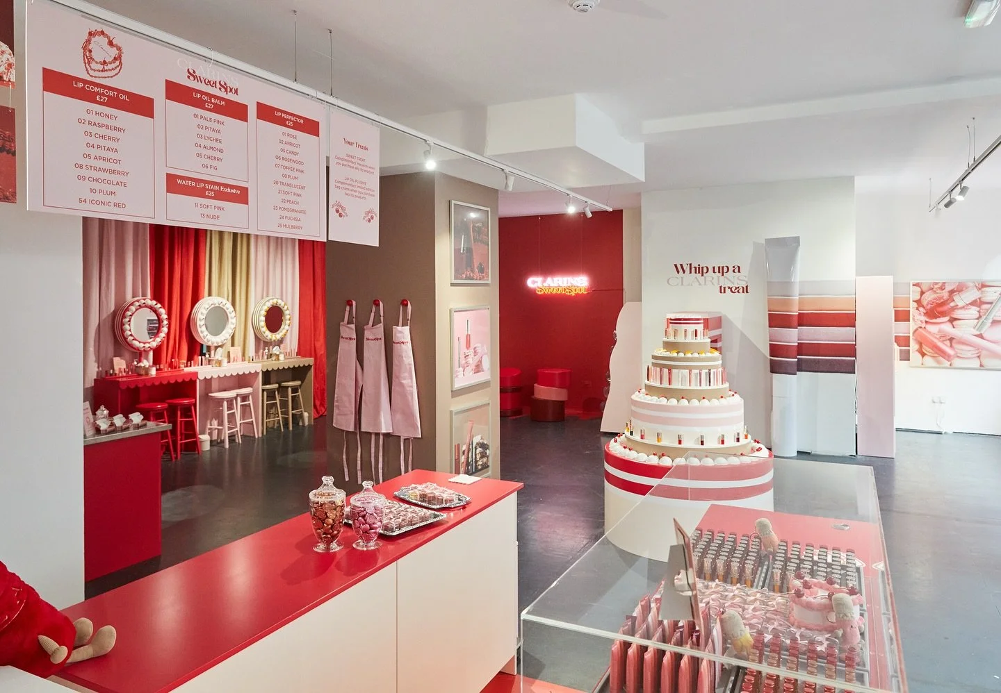 Backlash x Clarins 🍒 creating a sweet treat 🧁 bakery themed 🍰 pop up to celebrate 10 years of its best selling Lip Comfort Oil.

The &lsquo;Sweet Spot&rsquo; beauty pop-up has visited London and Manchester.

#experience #popupshop #popupstore #pop