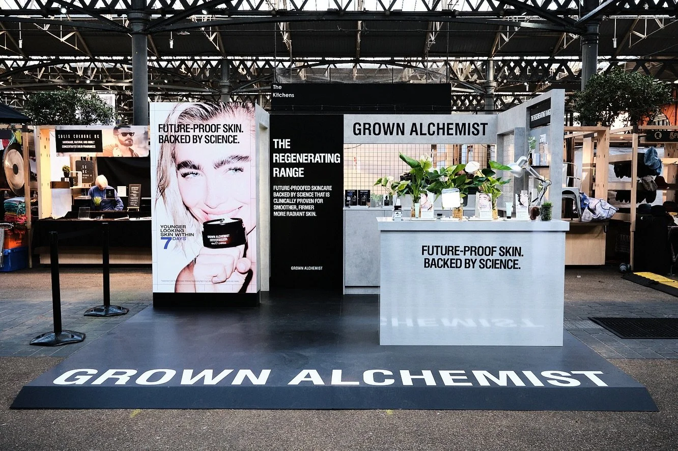 Backlash x Grown Alchemist 🥽 🌱 The brands first-ever UK pop-up in celebration of its latest skin longevity-focused launch, Regenerating Range.

We popped up at Spitalfields Market inviting guests to discover the range via skin care consultations, e