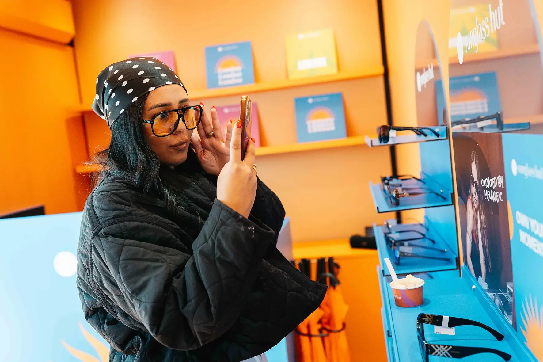 Customers at the Sunglass Hut Pop-up