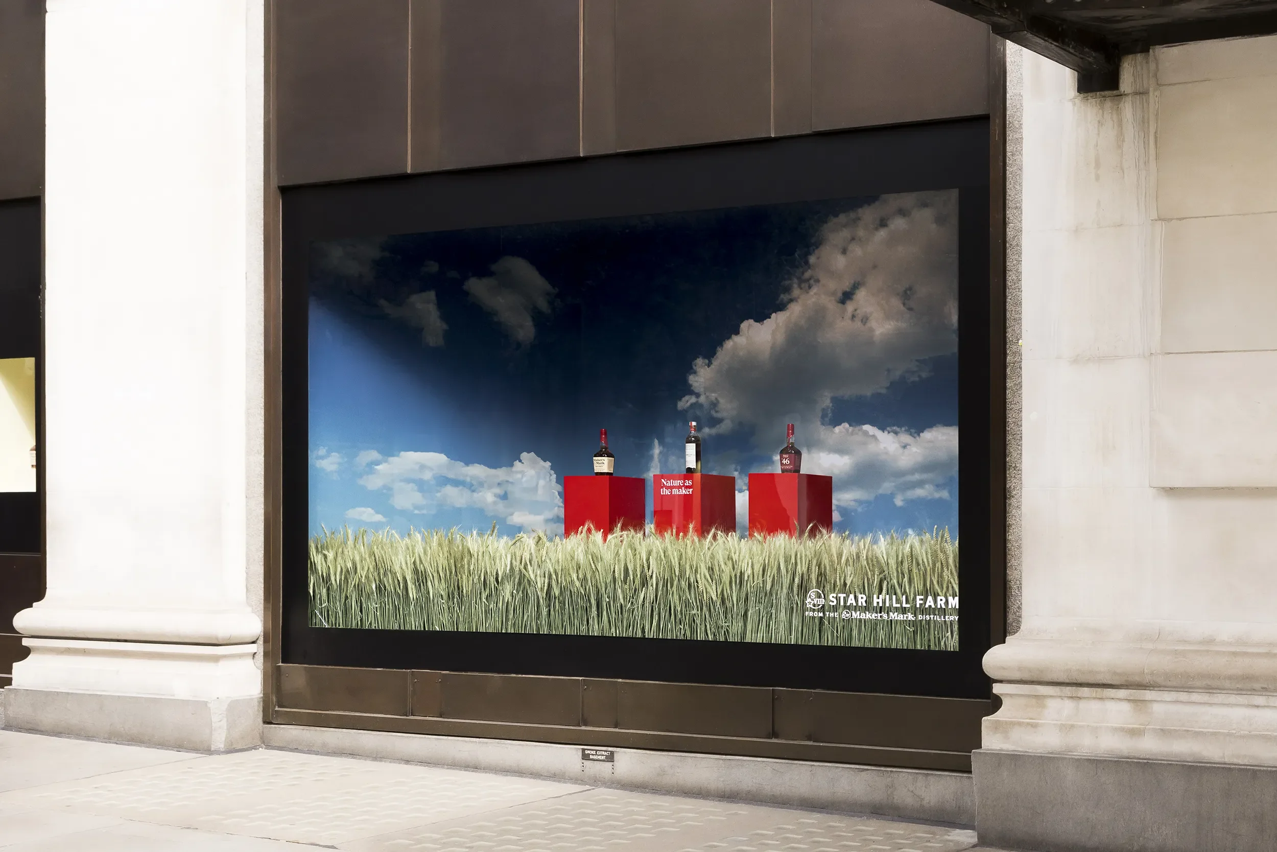 Maker's Mark, Star Hill Farm, Selfridges, Visual Merchandising window display of Maker's Mark in the window