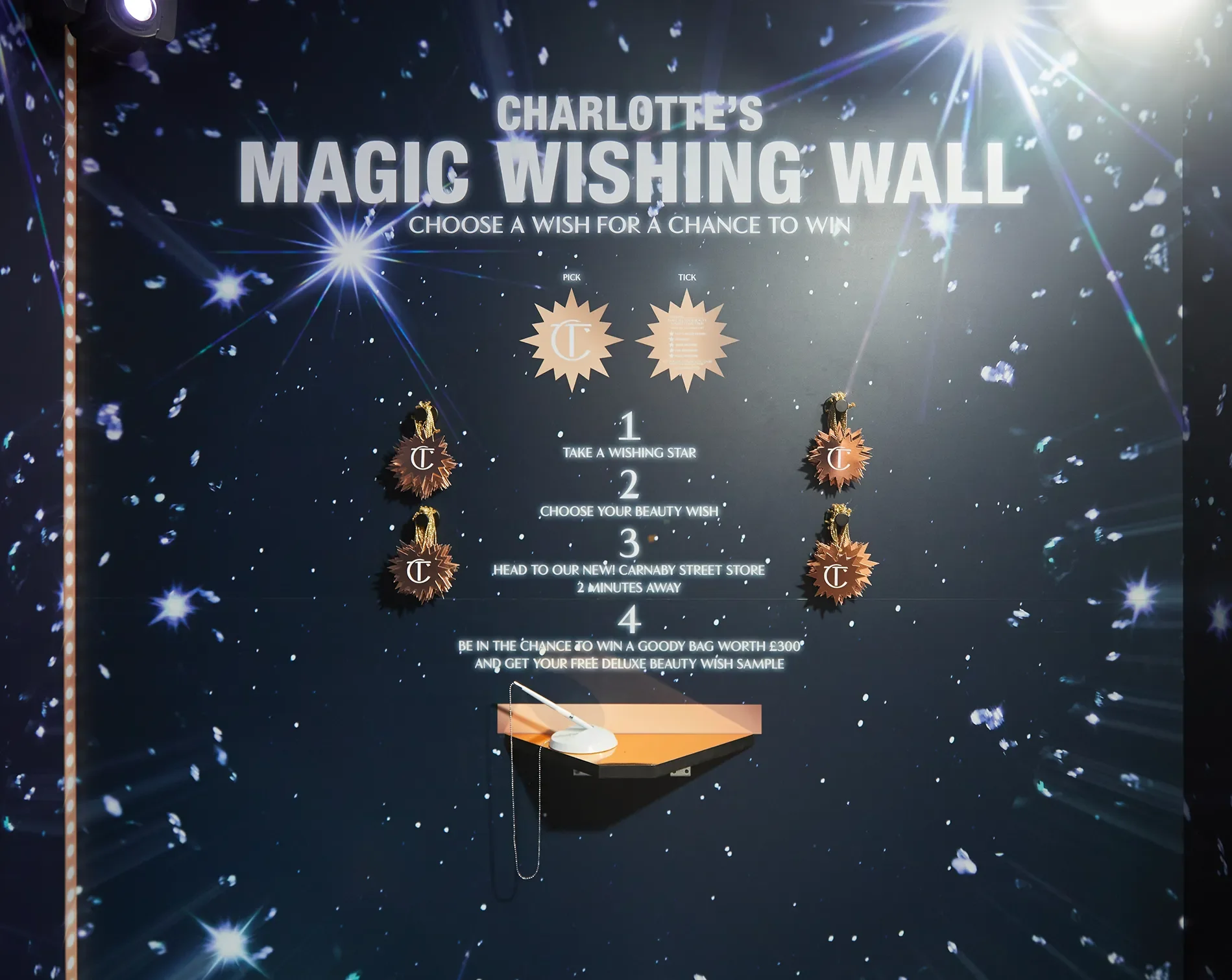 Charlotte Tilbury, Photobooth, Wishing wall inside photobooth