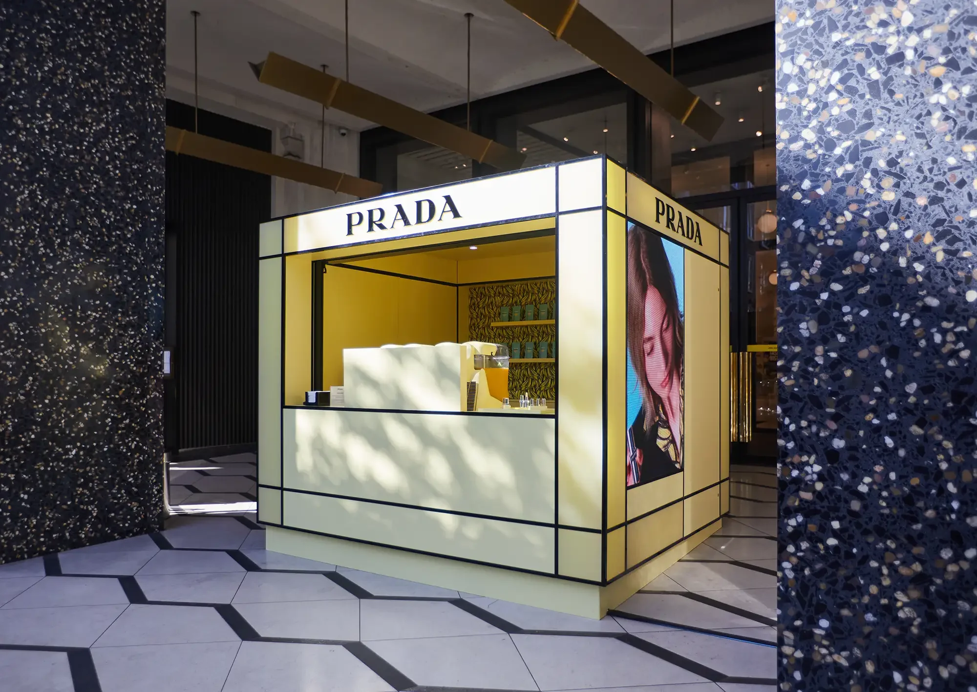 Prada Beauty, Banana Balm Pop-Up, Selfridges, London - Kiosk