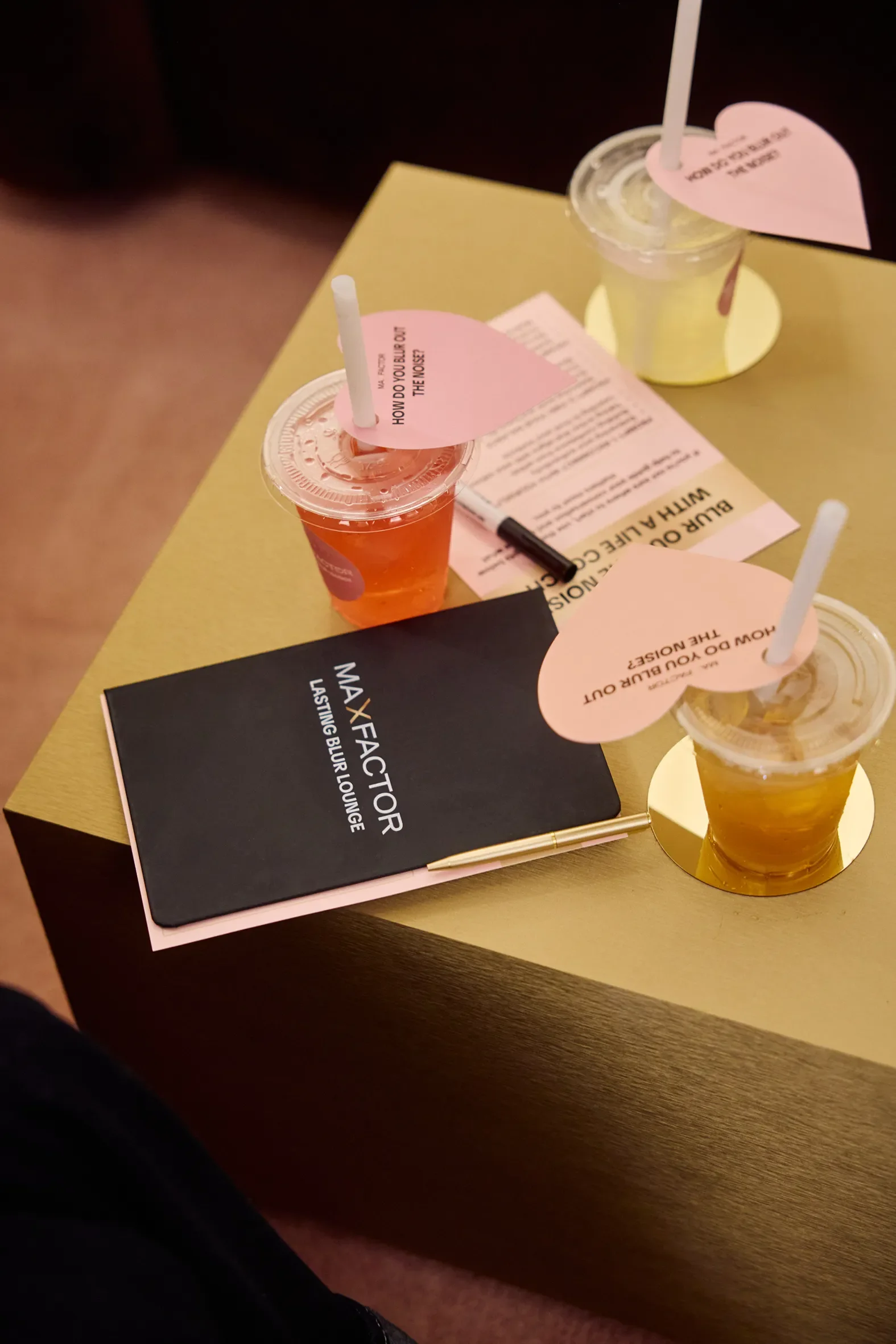 Max Factor Notebook and drinks