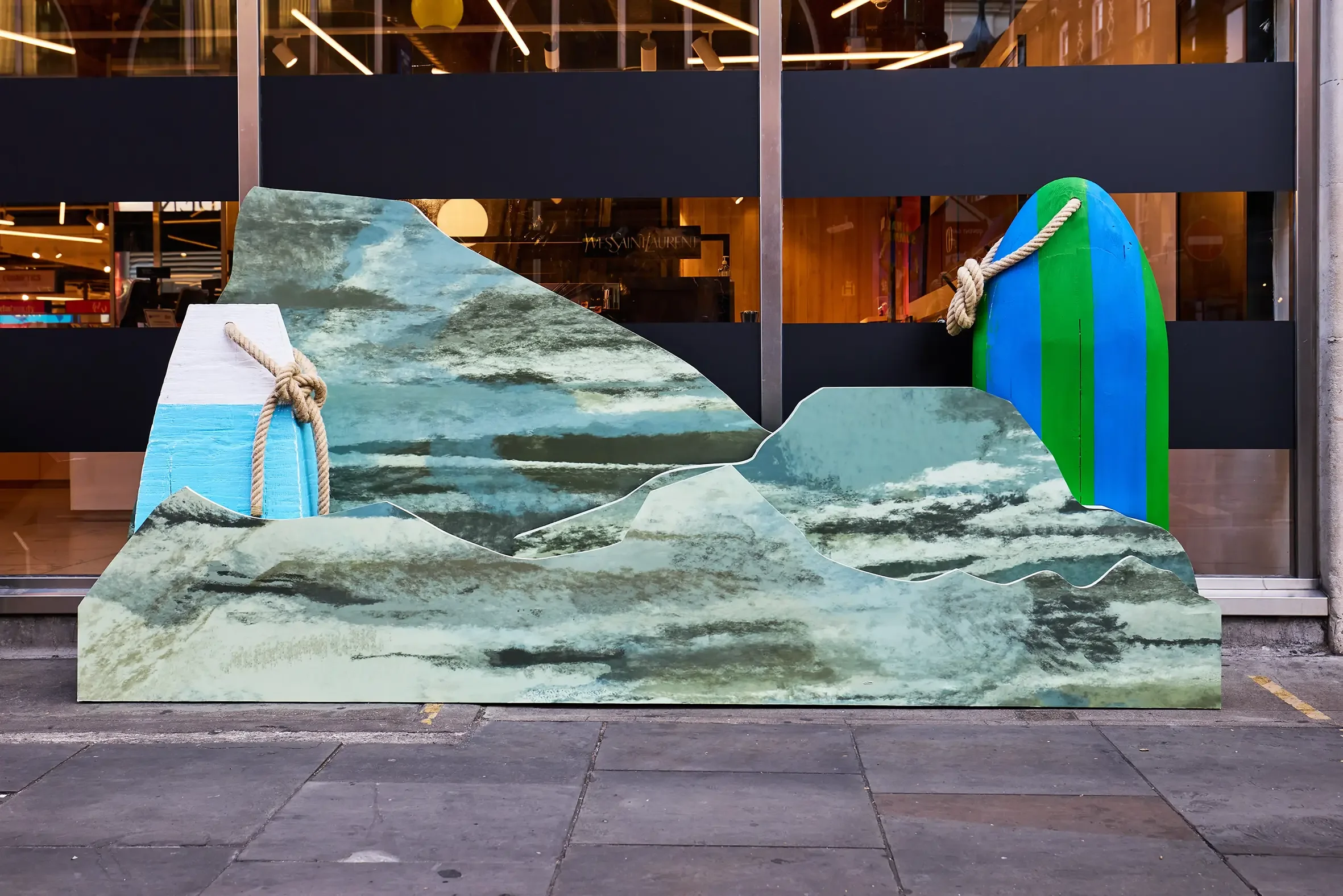 Sea Rocks installation on the from of the Boots Flagship in Covent Garden