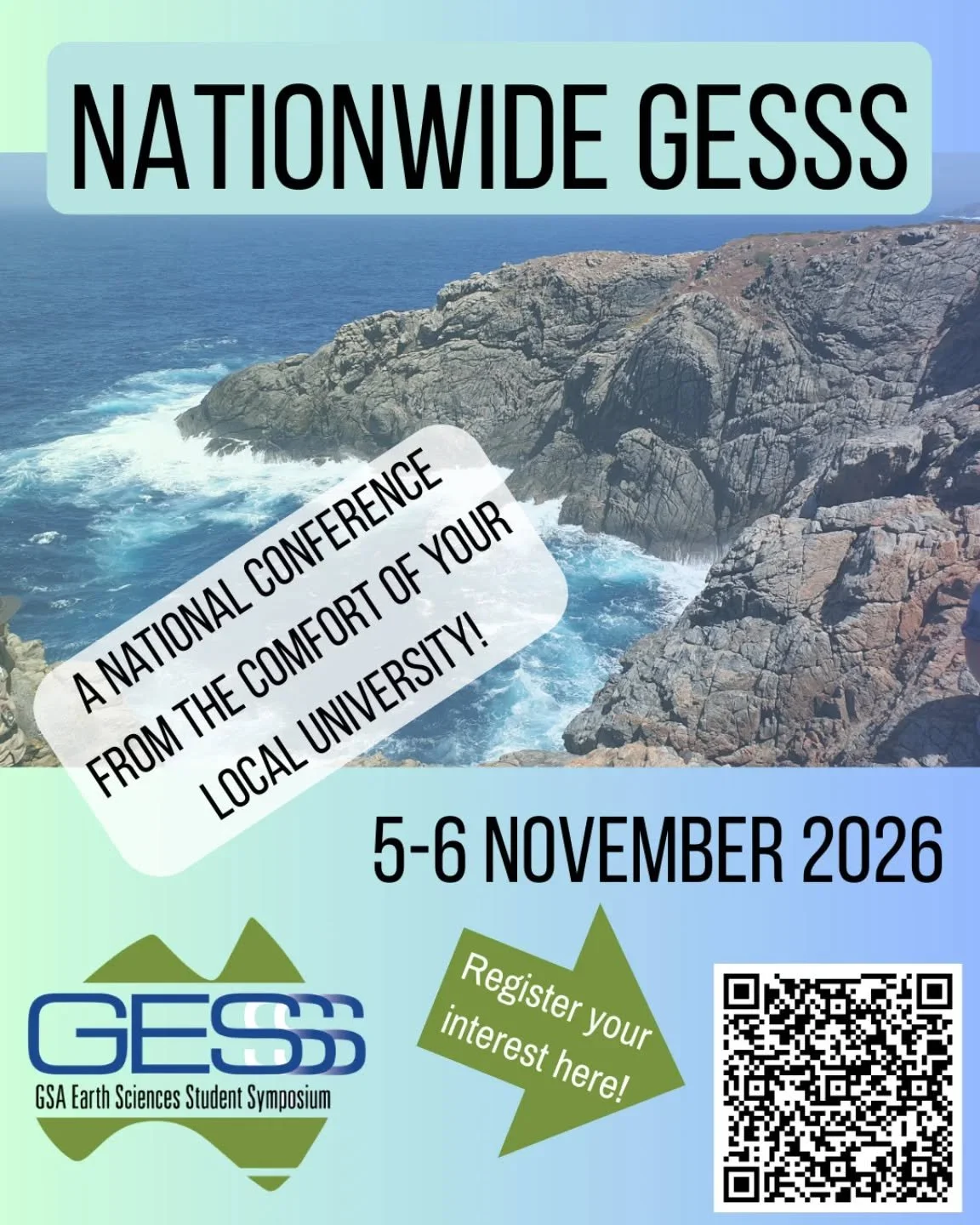 The first ever GESSS Nationwide is happening in November this year! The GSA's Earth Science Student Symposium is a free annual conference organised by students, for students. This year, the in-person conferences in each state are being held in tandem