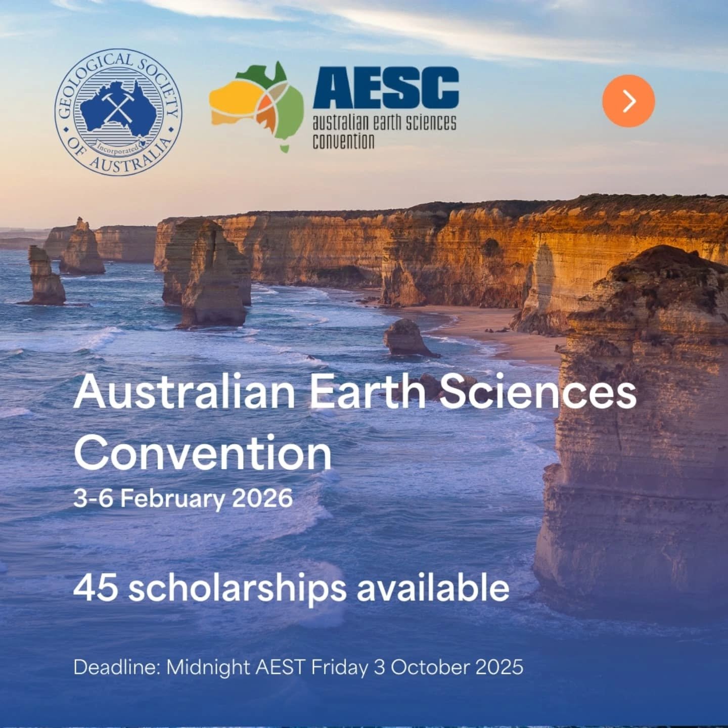 📣📣📣 Student scholarships available to attend the Australian Earth Science Convention in Melbourne in Feb, 2026!!!! Deadline is 3rd Oct, 2025. #aesc2026 #scholarship #australianearthscience #geologicalsocietyofaustralia @geologicalsocietyofaustrali
