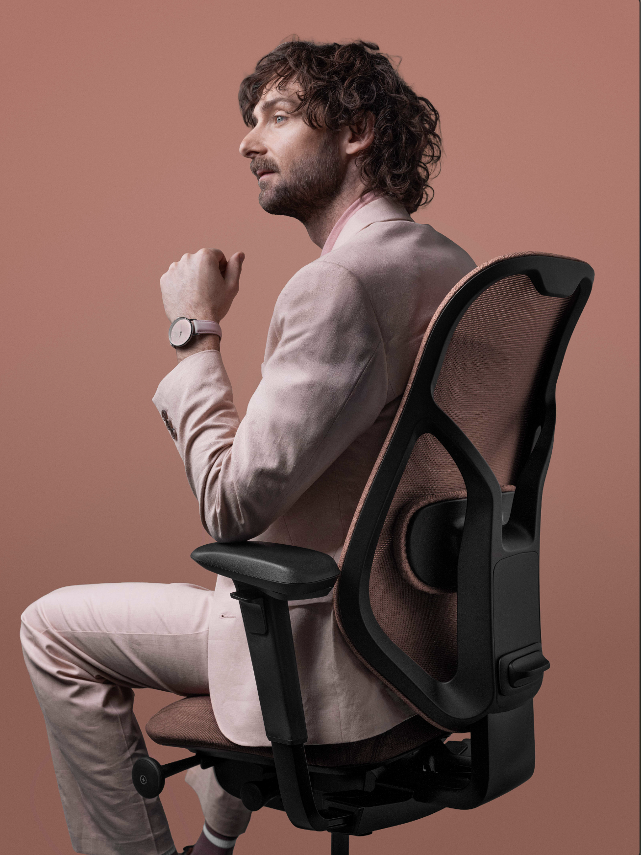 Designed office chair in a clay colour