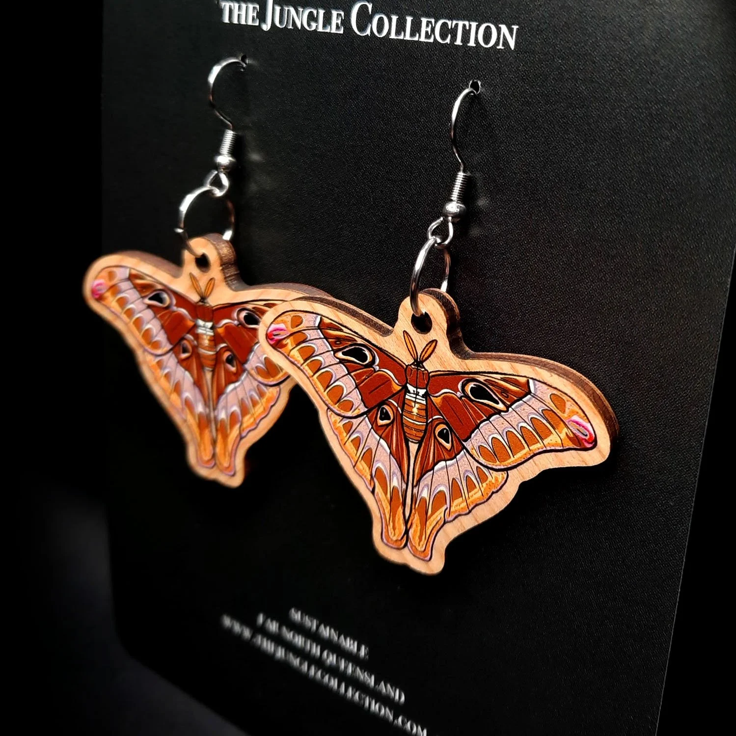 Hercules Moth Earrings (Large 5cm) - Female Re-Design