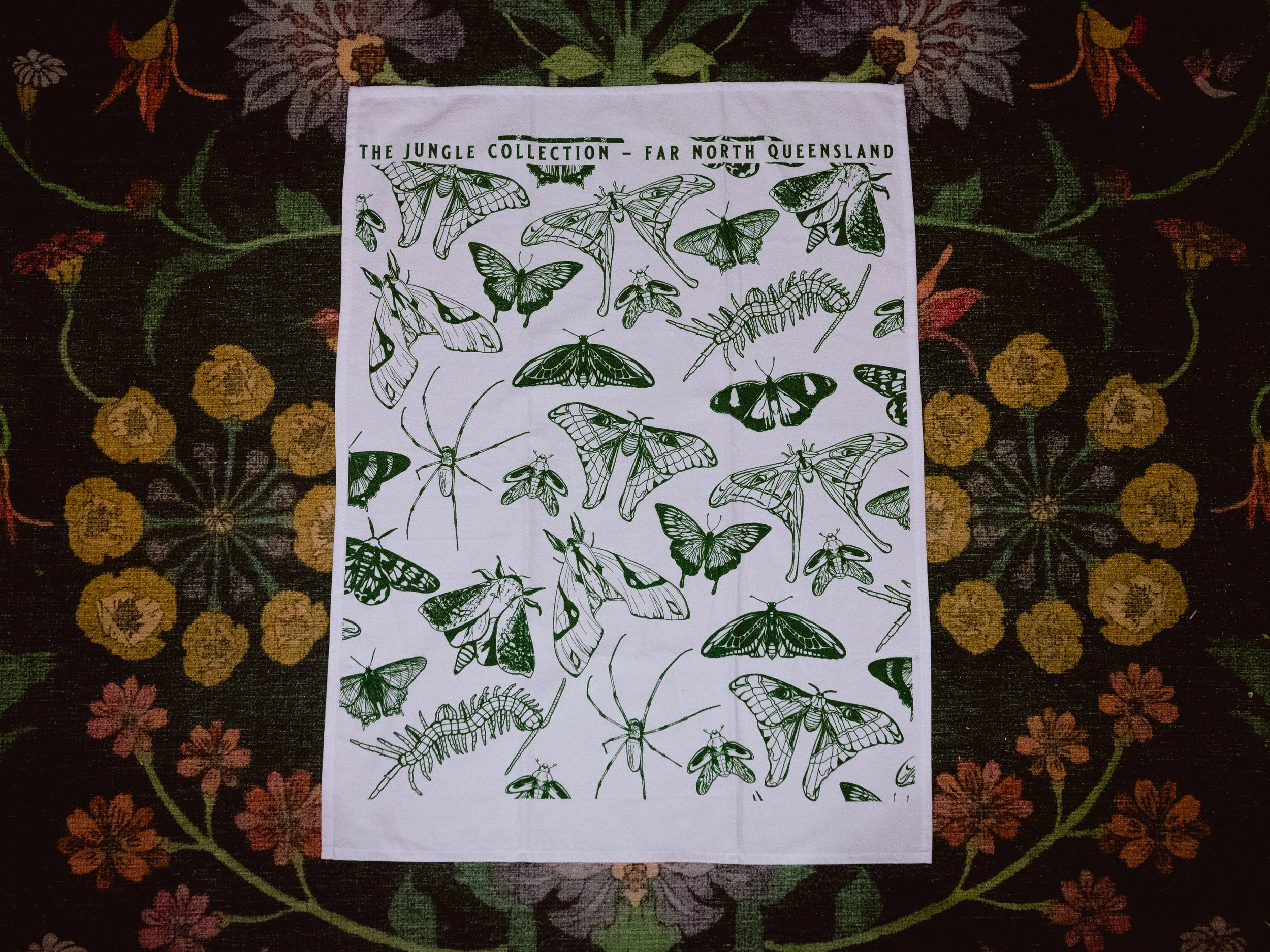 'Entomology Green' Cotton Tea Towel
