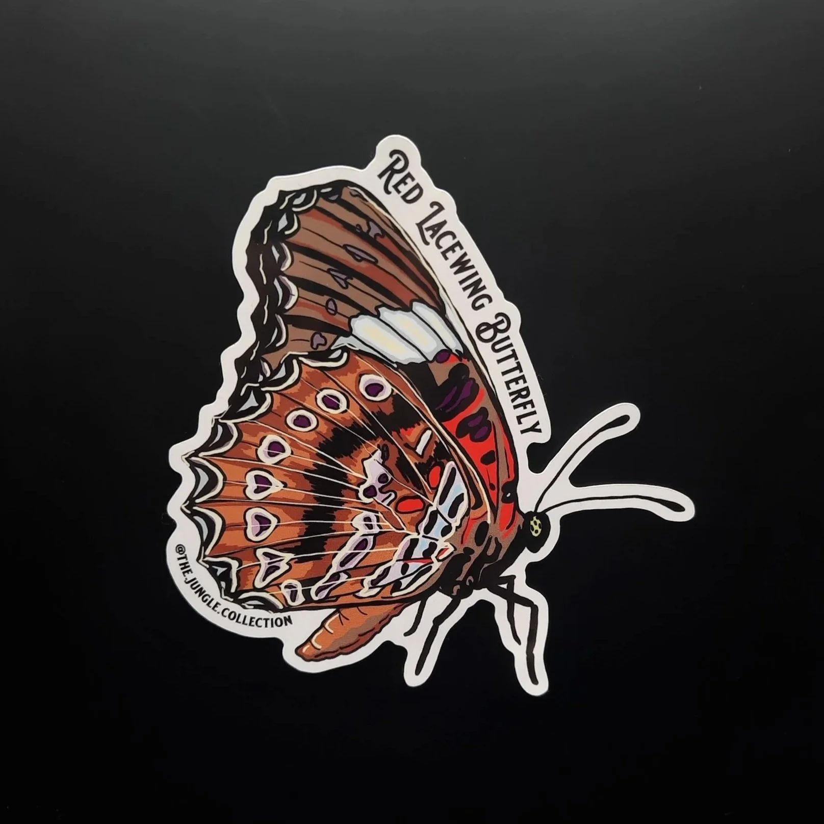 Red Lacewing Butterfly Sticker - Wings closed
