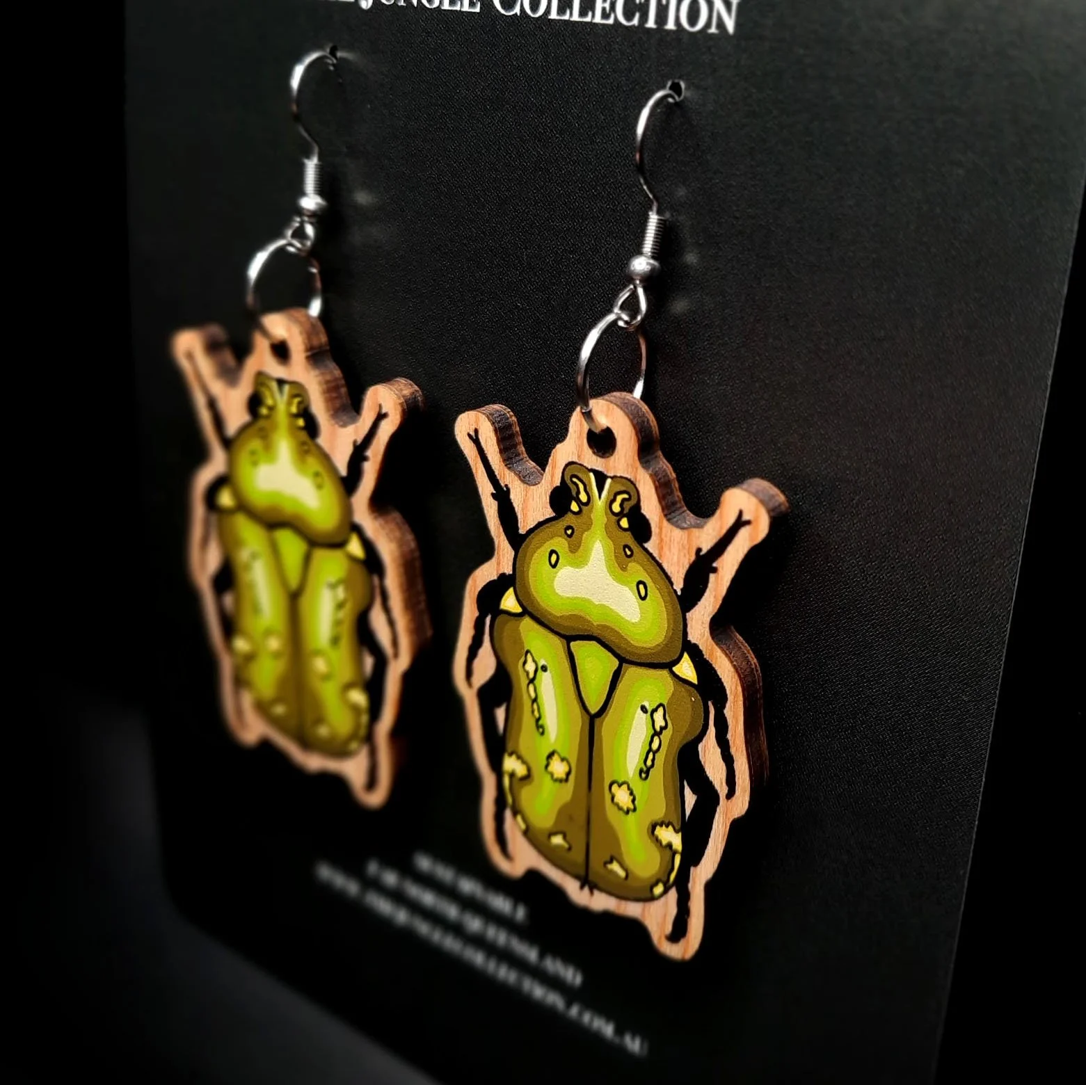 Brown Flower Beetle Earrings (Large 5cm)