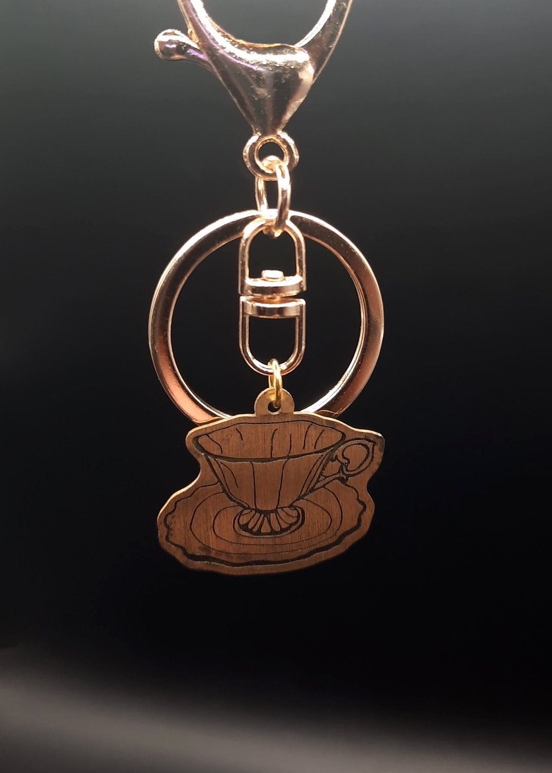 "Antiqued Brass Teacup" Keychain