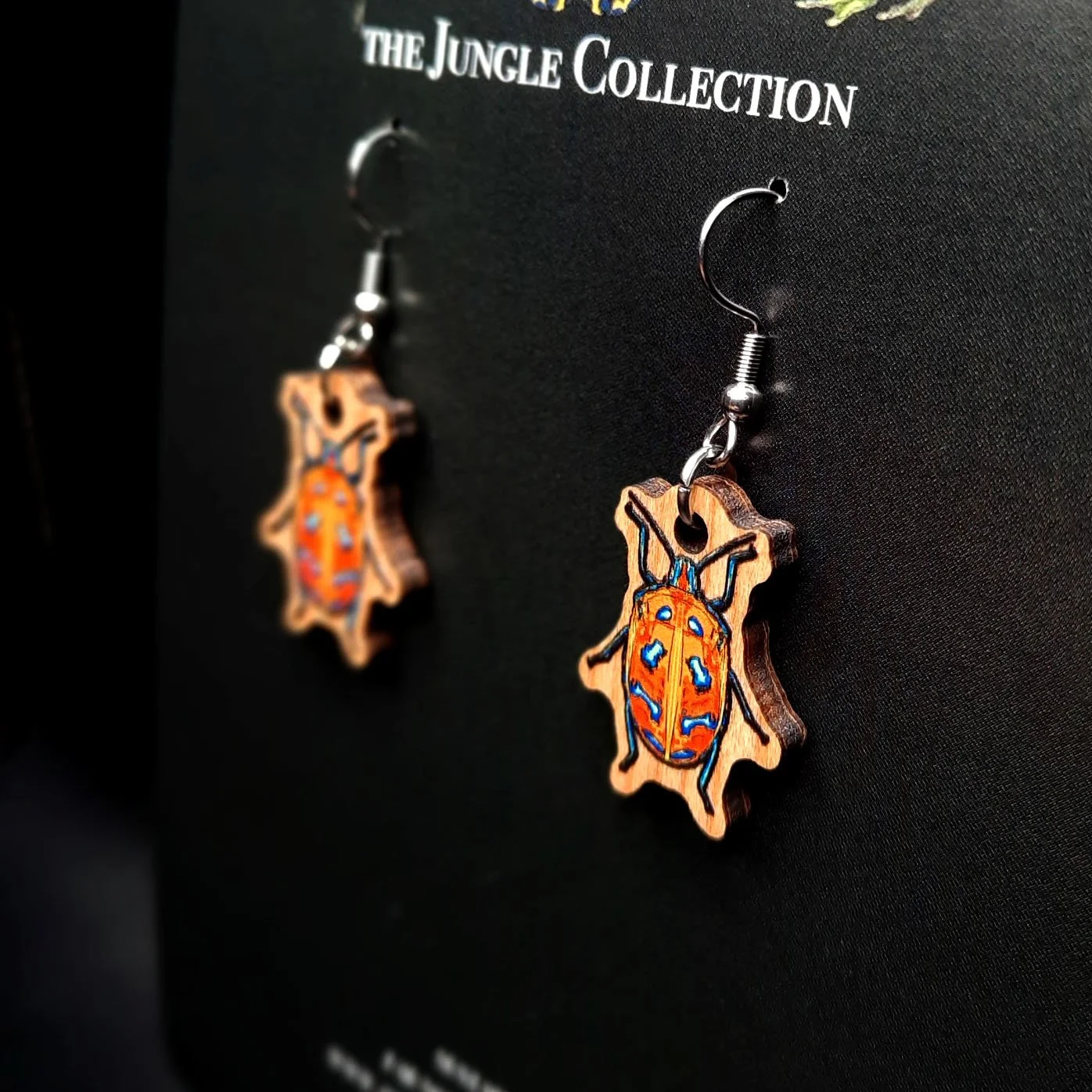 Hibiscus Harlequin Beetle Earrings (Small 2.5cm)