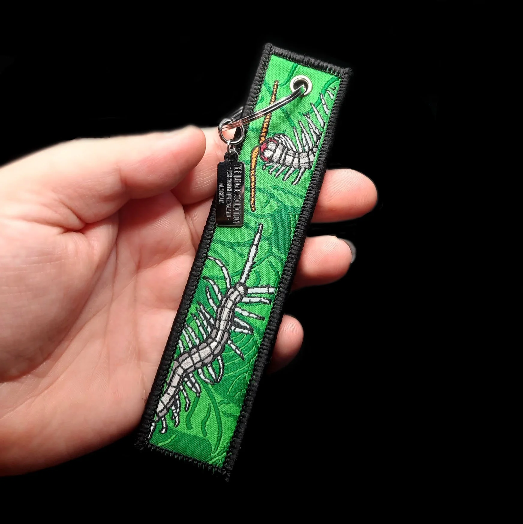 Rainforest Centipede Embroidered Keychain