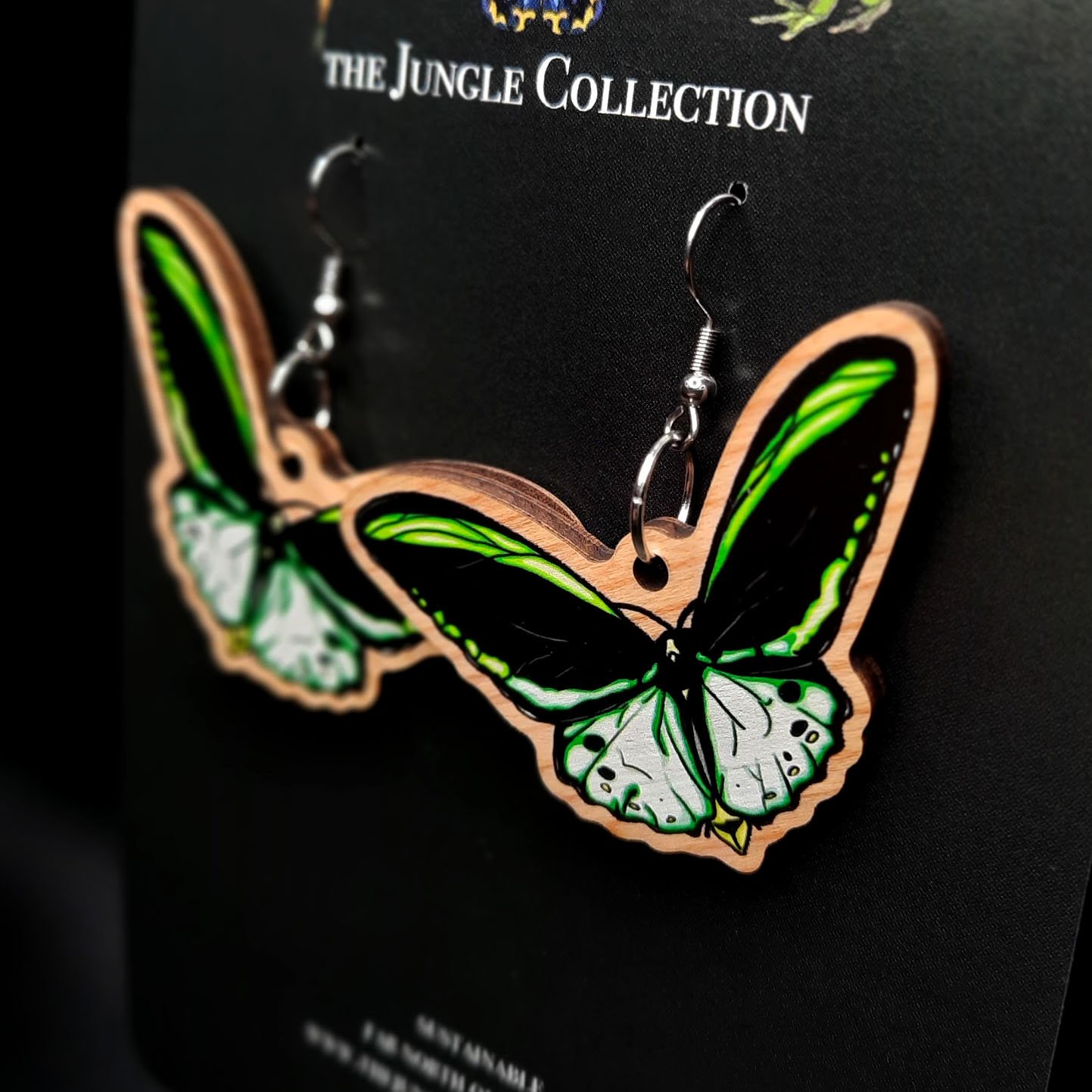 Cairns Birdwing Butterfly Earrings (Large 5cm) - Male Flying