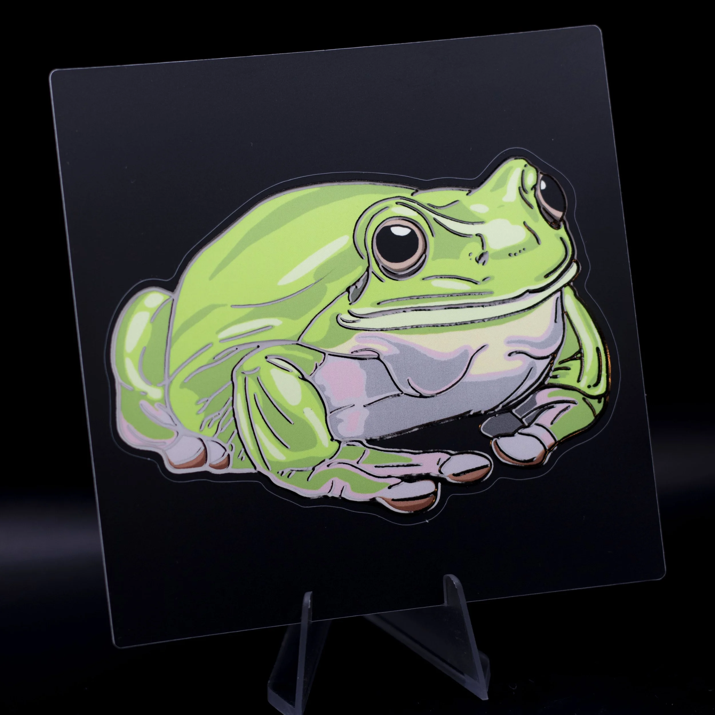 Common Green Tree Frog Foil Sticker (10cm)