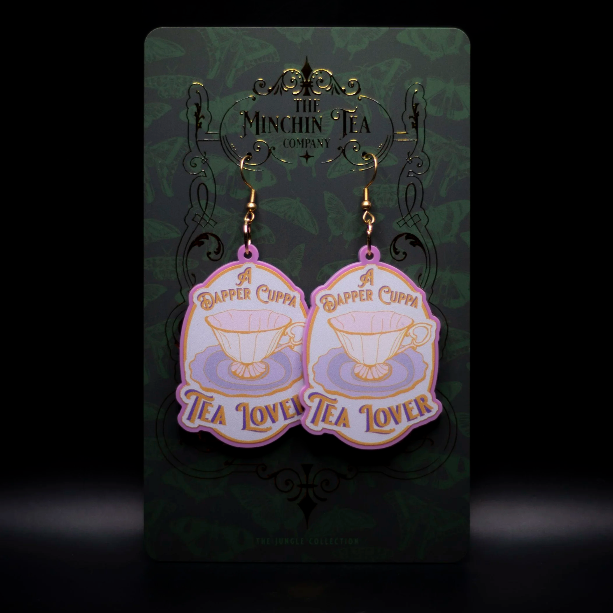 'Dapper Cuppa Tea Lover' Acrylic Earrings (5cm)