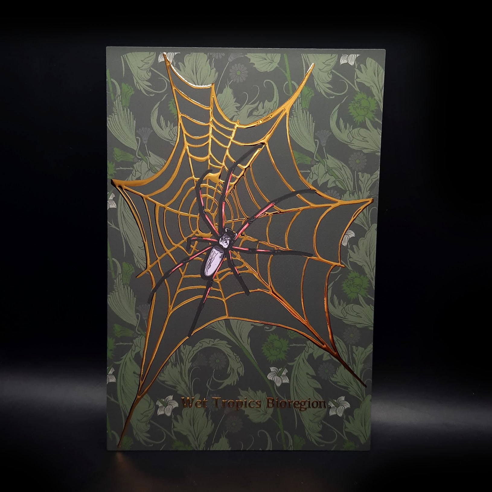 'Wet Tropics Spider' Gold Foil Postcard (A6)