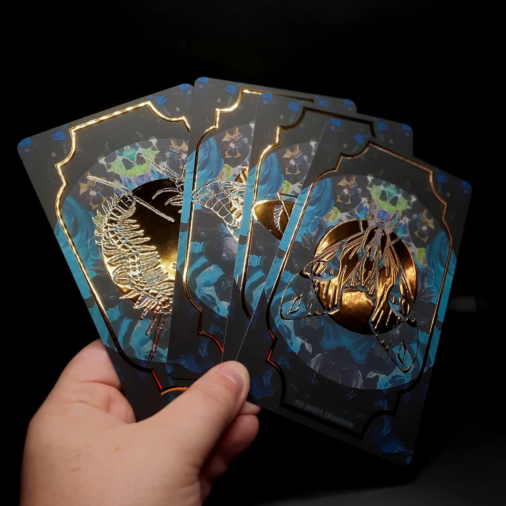 'Insect Blue' Gold Foil Art Card (89 x 146mm) - Full Set