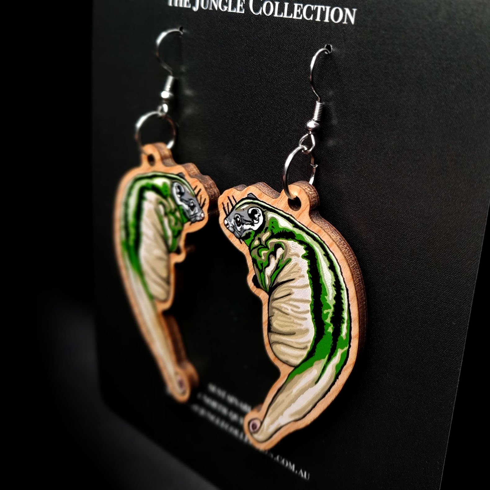 Green Ringtail Possum Earrings (Large 5cm)