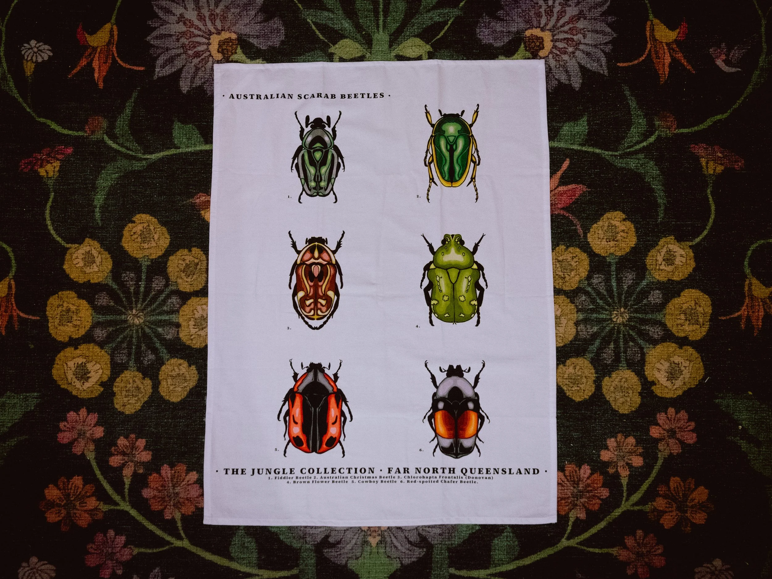'Australian Scarab Beetles' Cotton Tea Towel