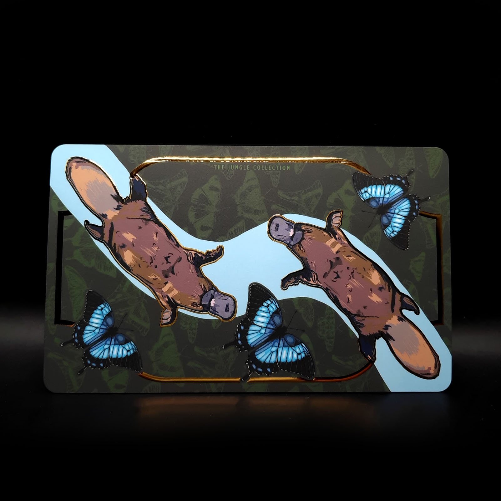 'Swimming Platypus' Gold Foil Art Card (89 x 146mm)