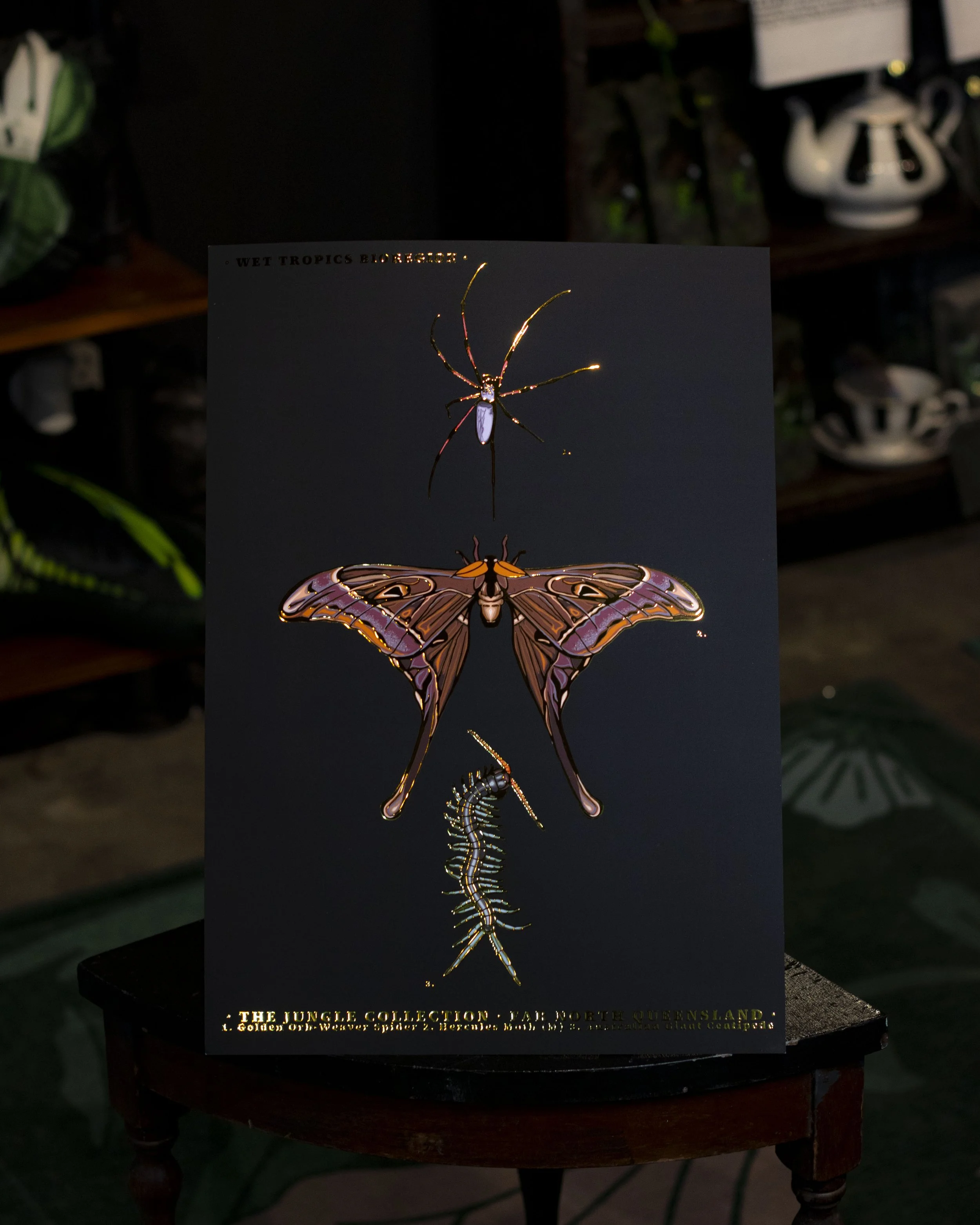 'Rainforest Shadows' Gold Foil Art Print (A3)