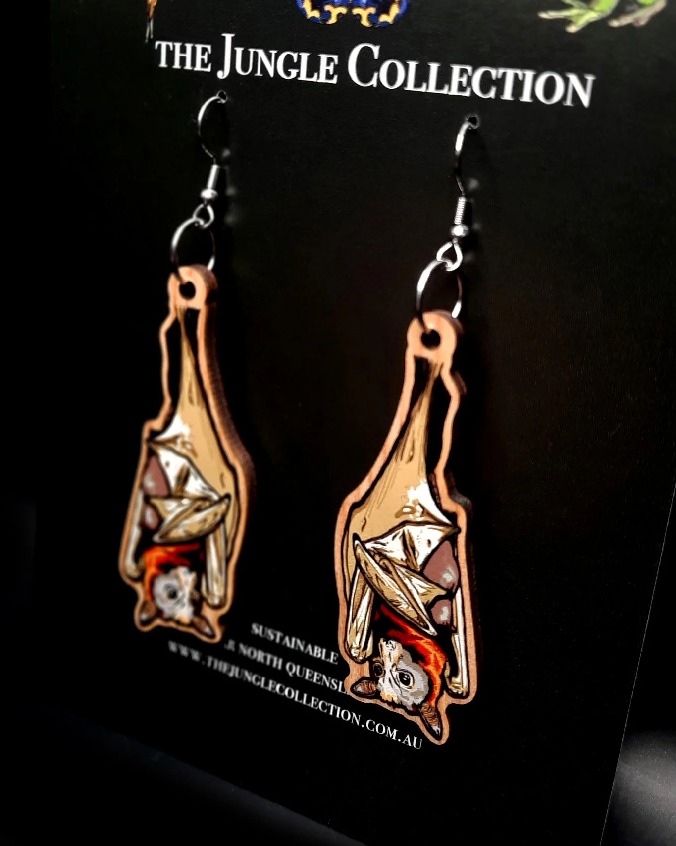 Little Red Flying Fox Earrings (XL)