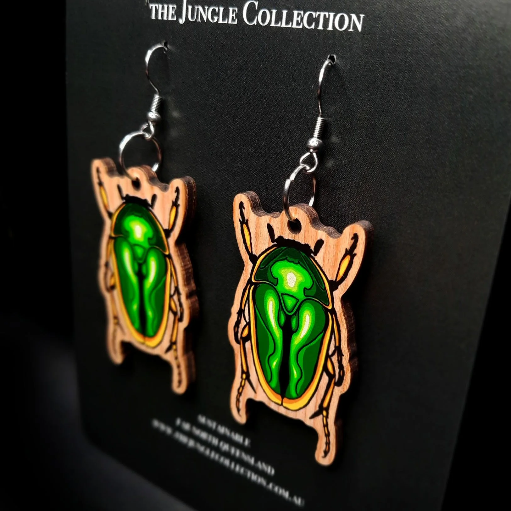 Christmas Beetle Earrings (Large 5cm) - Orange Outline