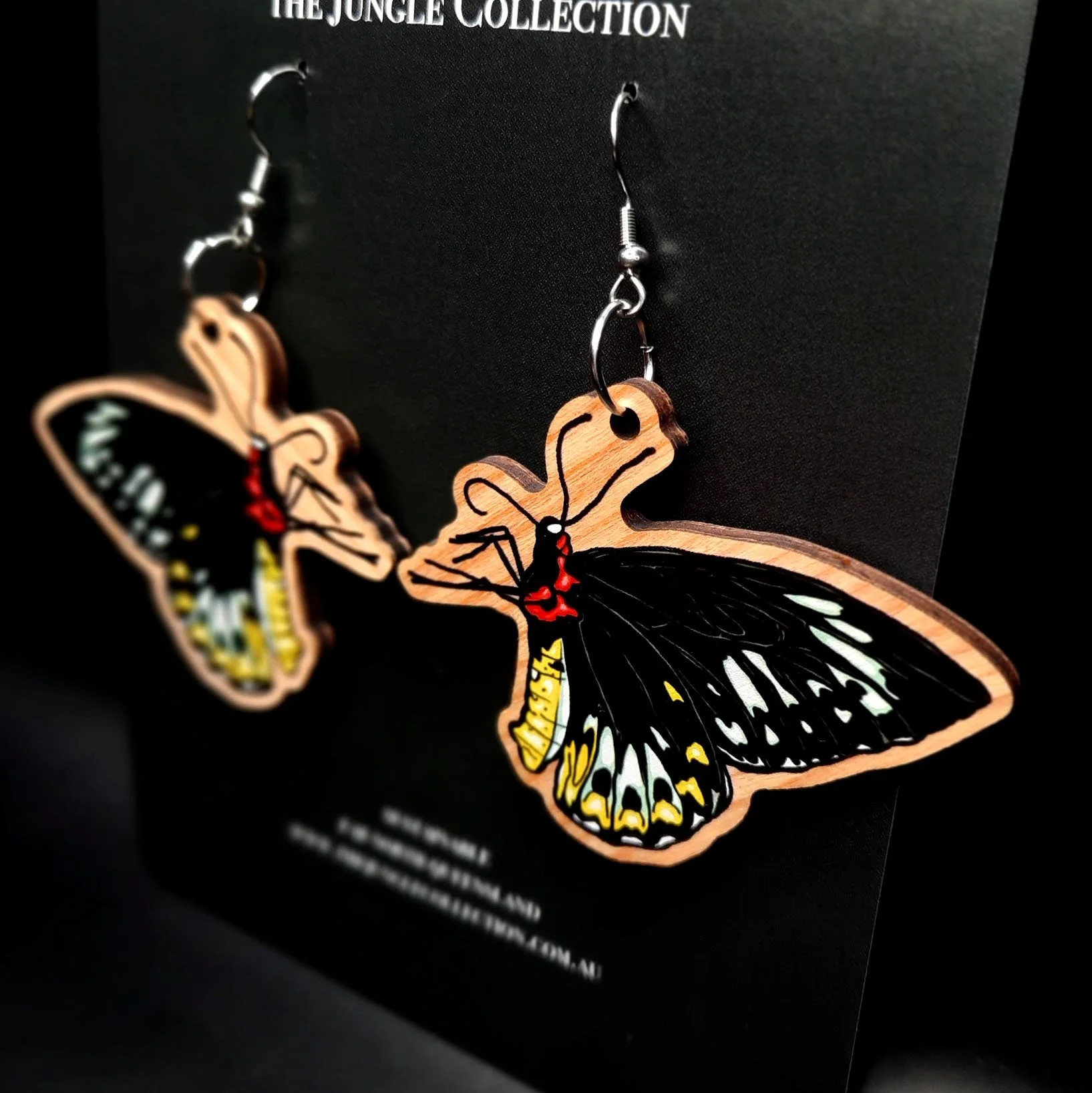 Cairns Birdwing Butterfly Earrings (Large 5cm) - Female