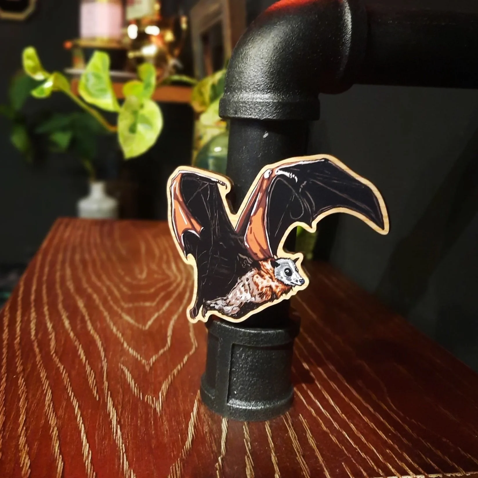 Grey Headed Flying Fox Wooden Magnet