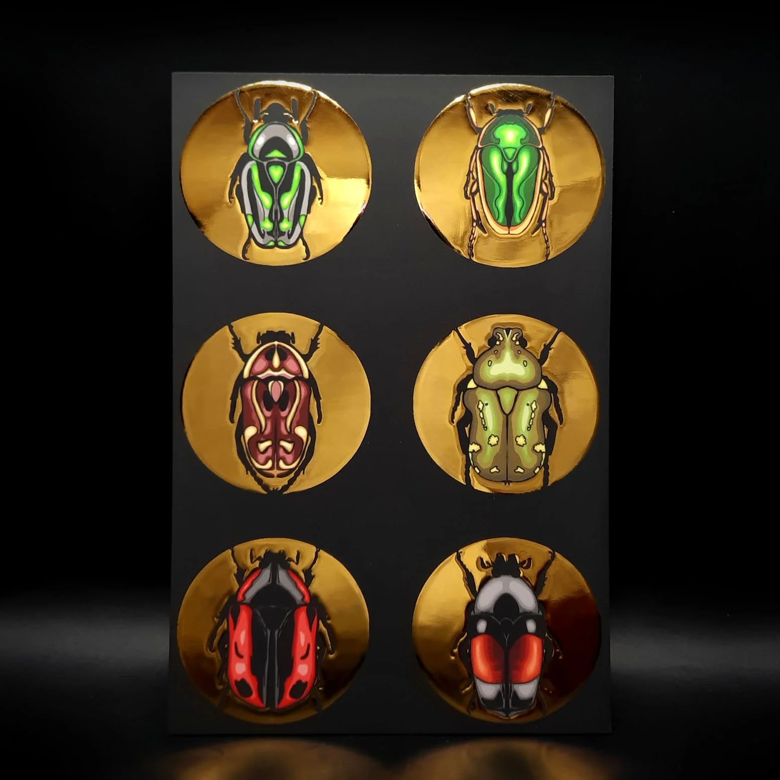 'Golden Scarabs' Gold Foil Postcard (A6)