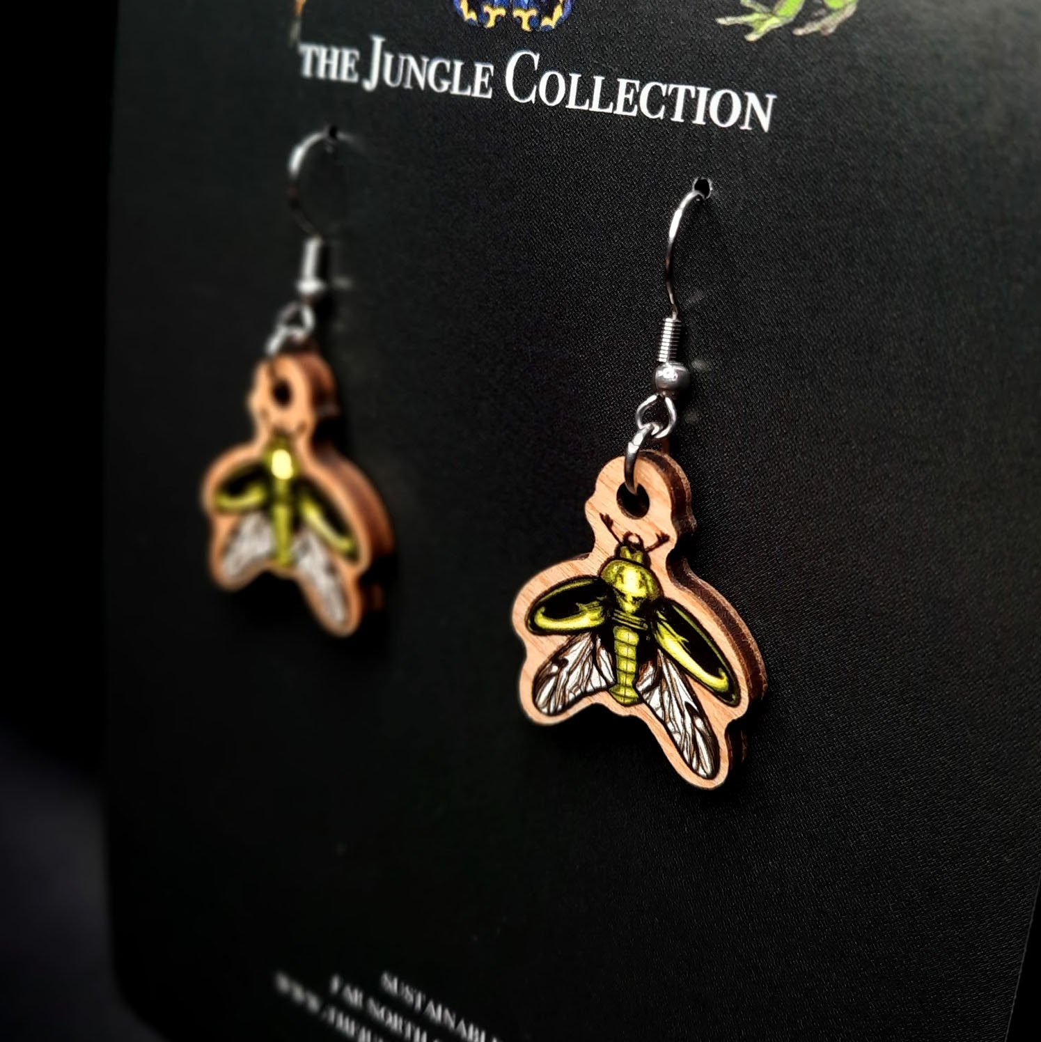 Golden Stag Beetle Earrings (Small 2.5cm)