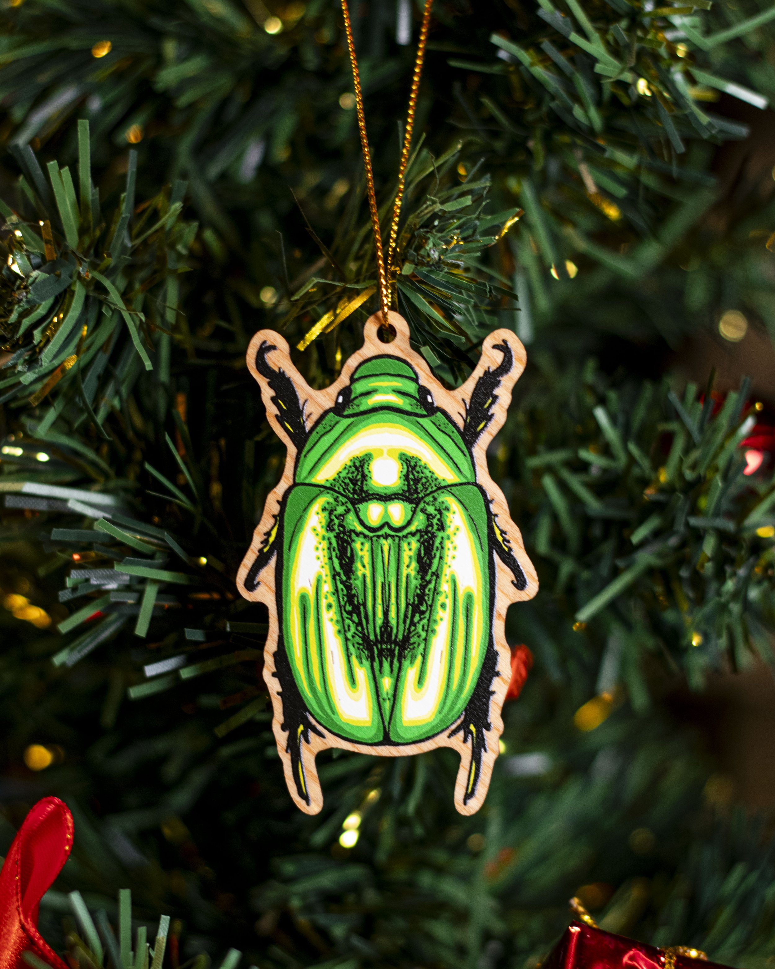'Green Christmas Beetle' Festive Ornament
